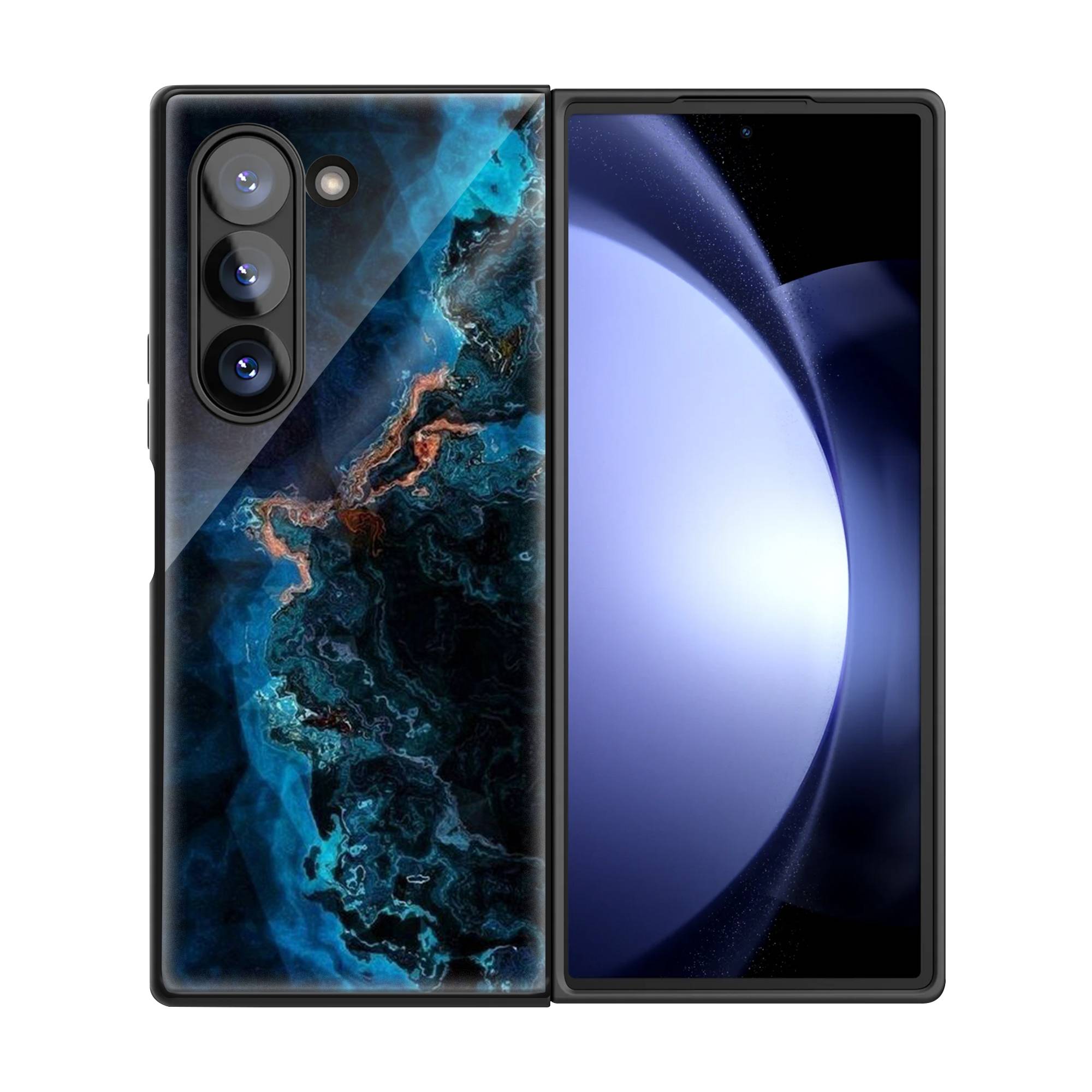 Glossy Marble Samsung Z Fold Glass Case image 2