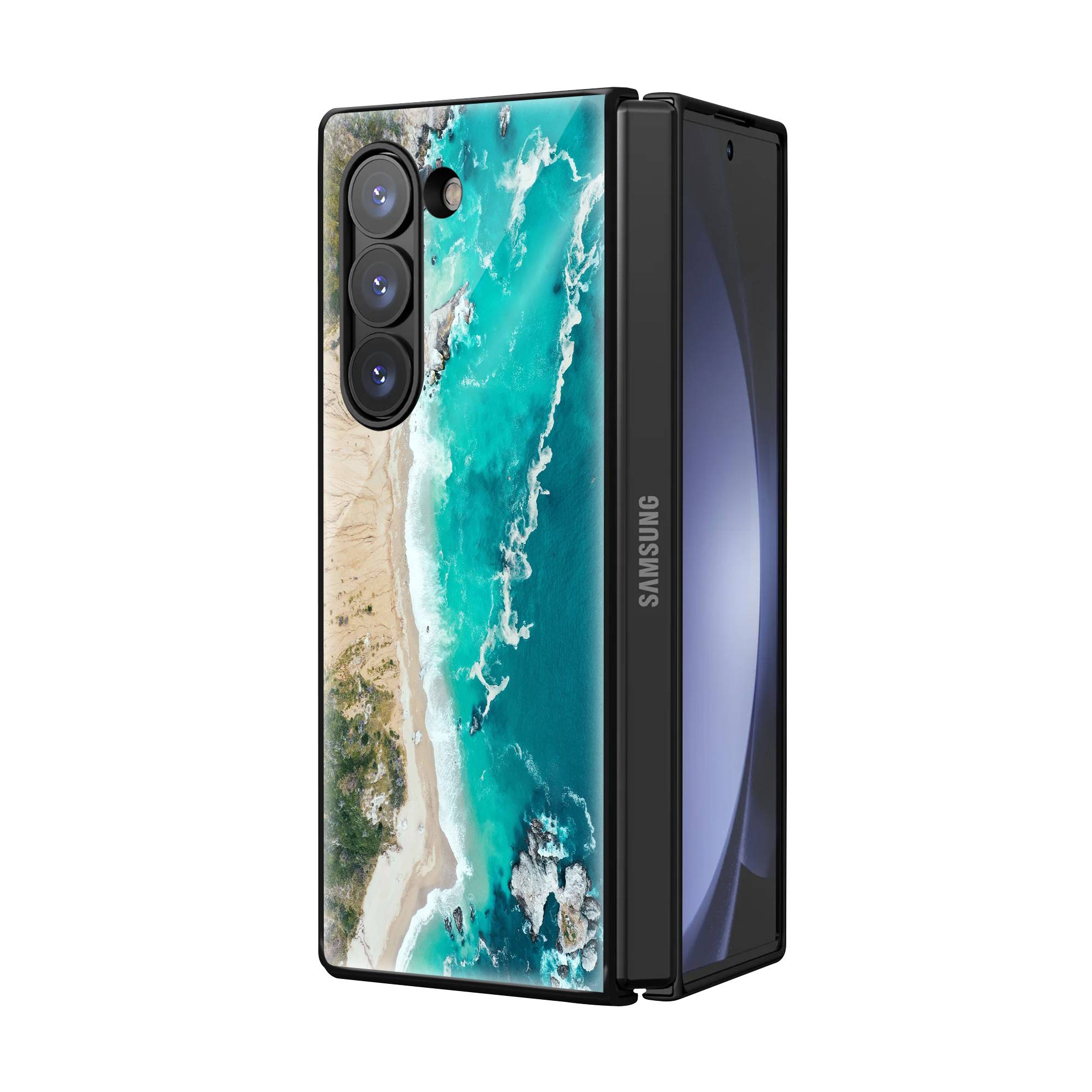 Ocean Waves Samsung Z Fold Glass Case image 1