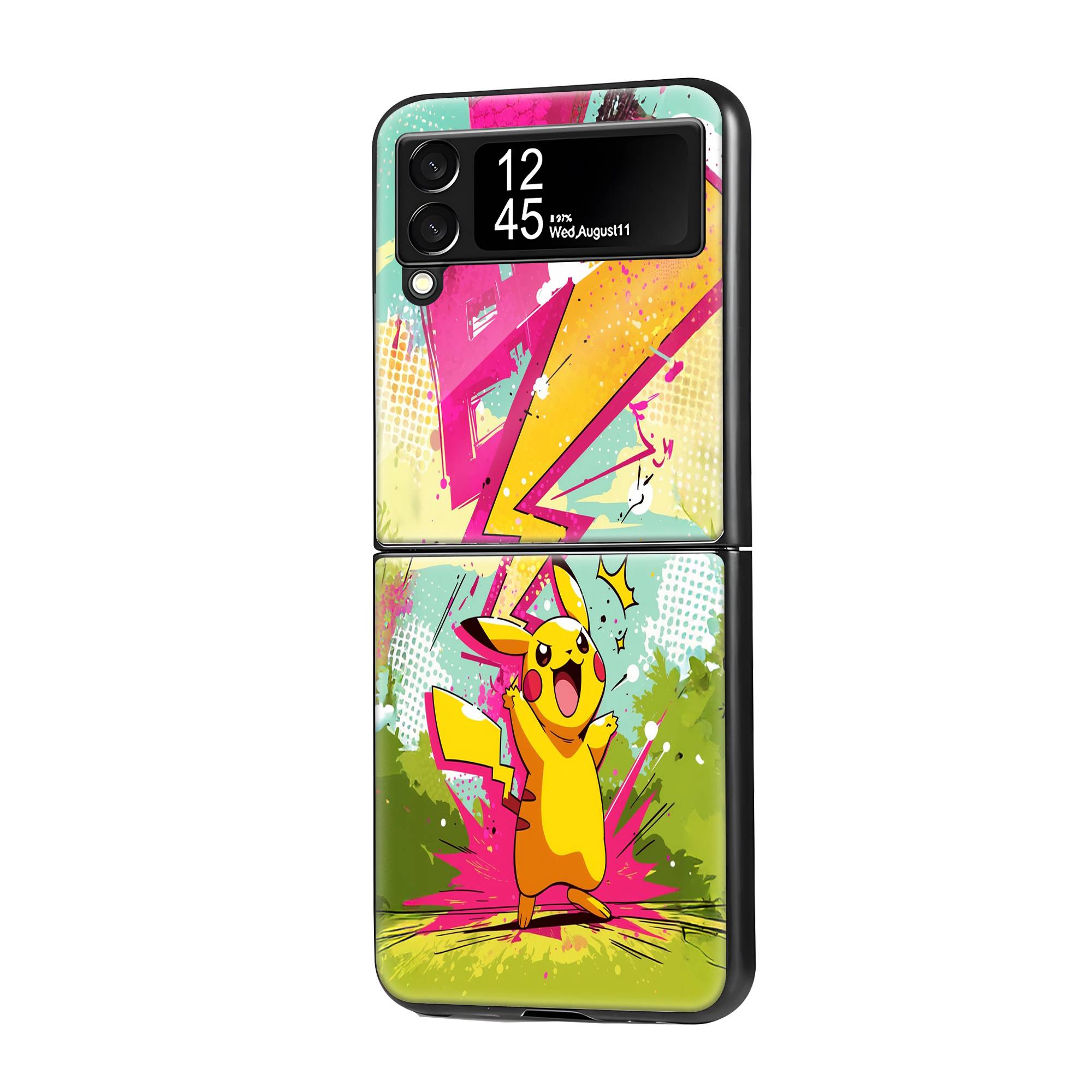 Comic Pikachu Samsung Z Flip Glass Case image 0