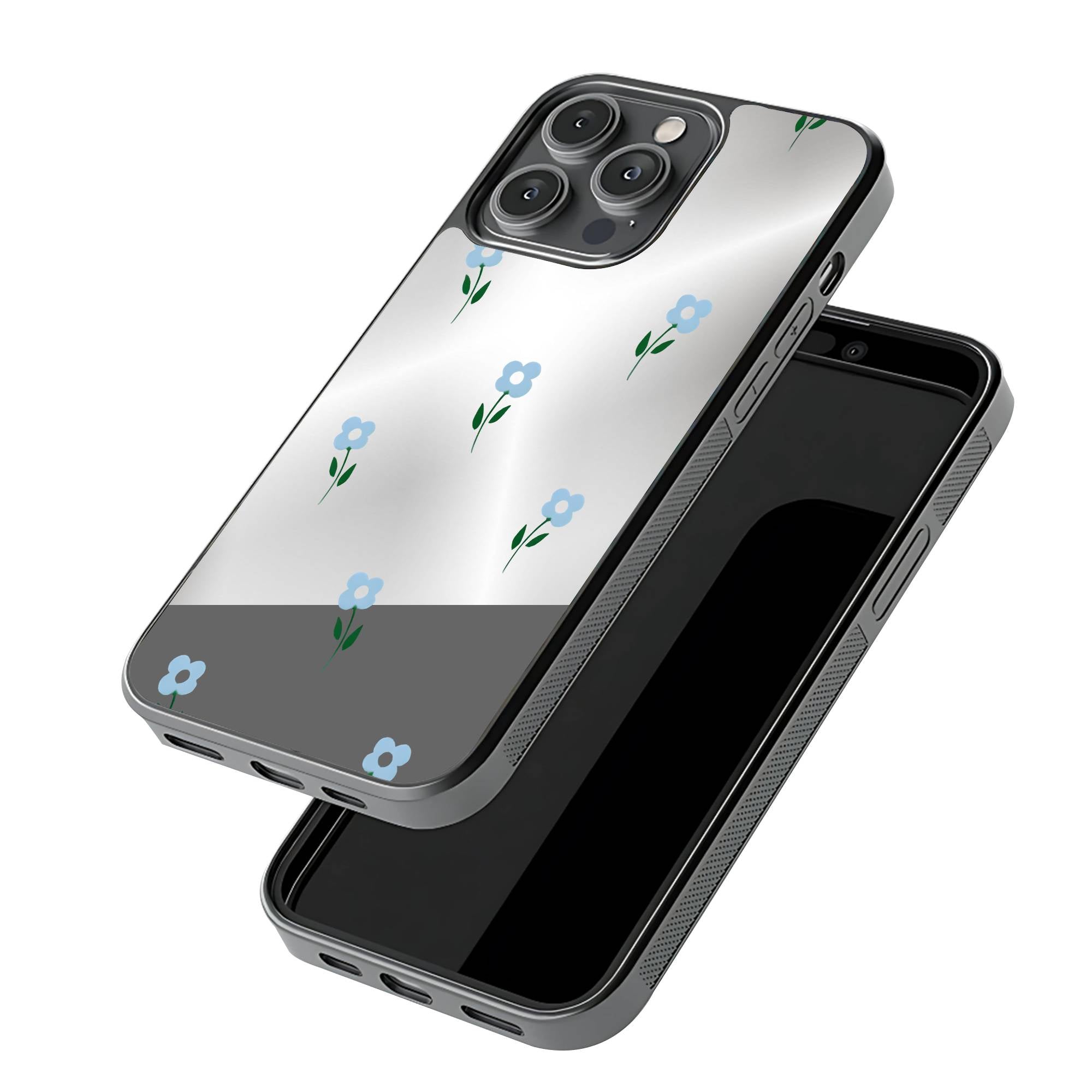 Blue Bloom Mirror Case