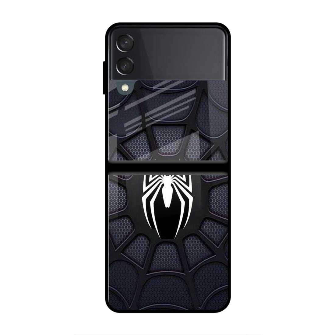 Black Spider-Man Samsung Z Flip 4 Glass Case image 0