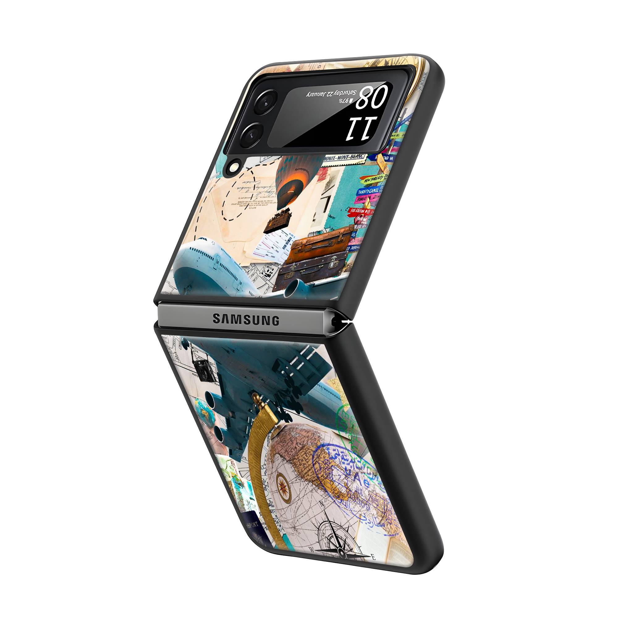 Travel Scrapbook Samsung Z Flip Glass Case image 1