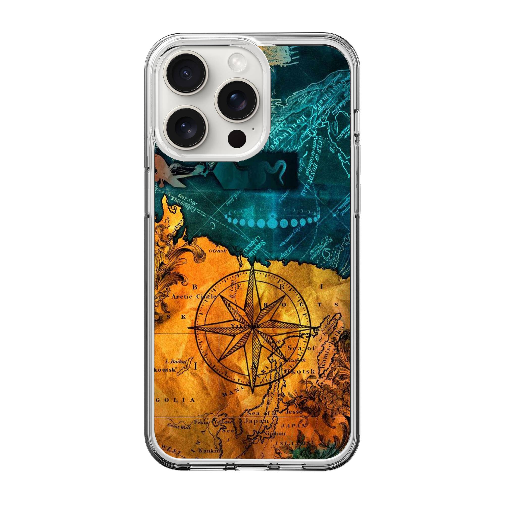 Map With Compass Clear Case image 0