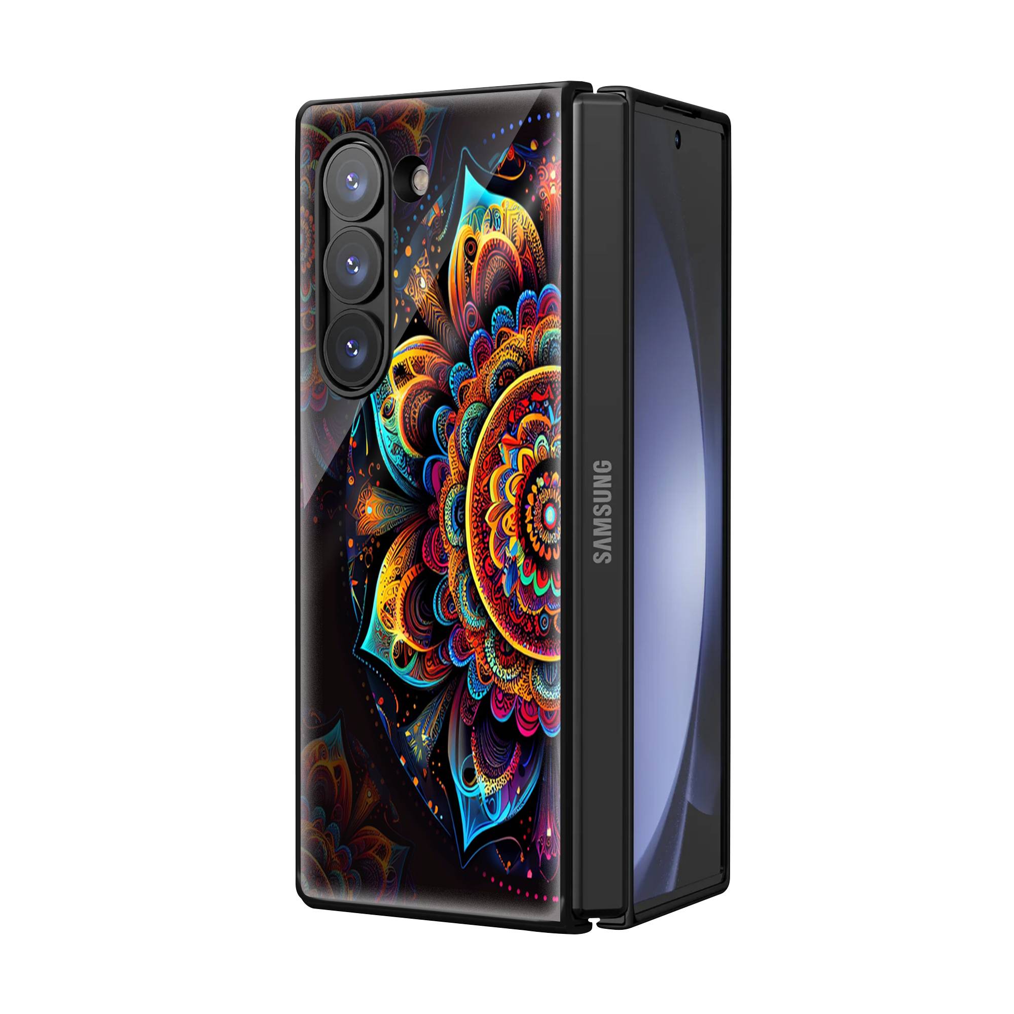 Colorful Mandala Pattern Samsung Z Fold Glass Case image 1