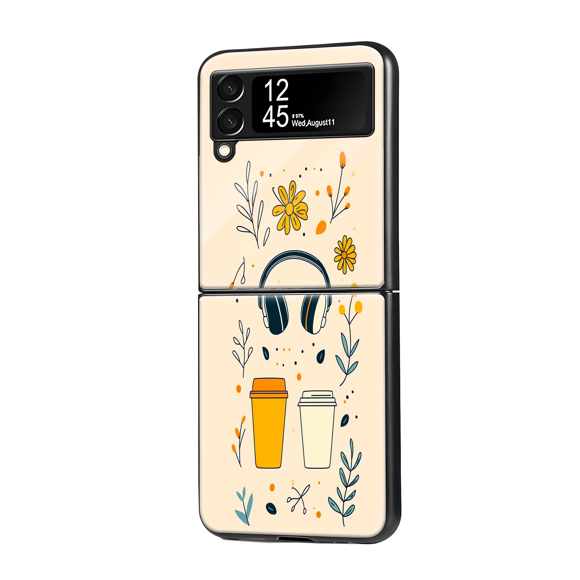 Coffee & Tunes Samsung Z Flip Glass Case image 0