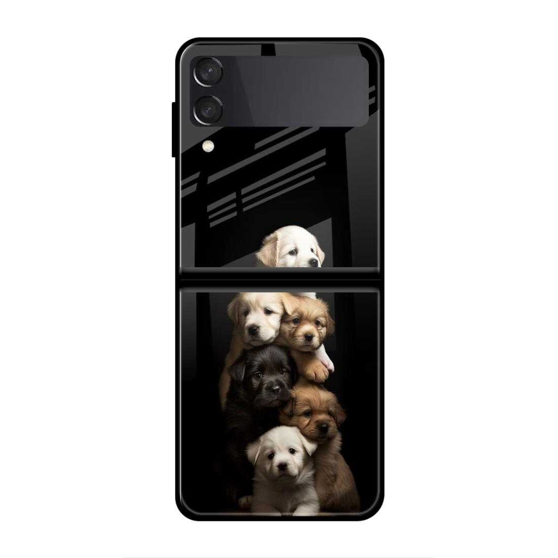 Cute Puppies Samsung Z Flip 3 Glass Case image 0