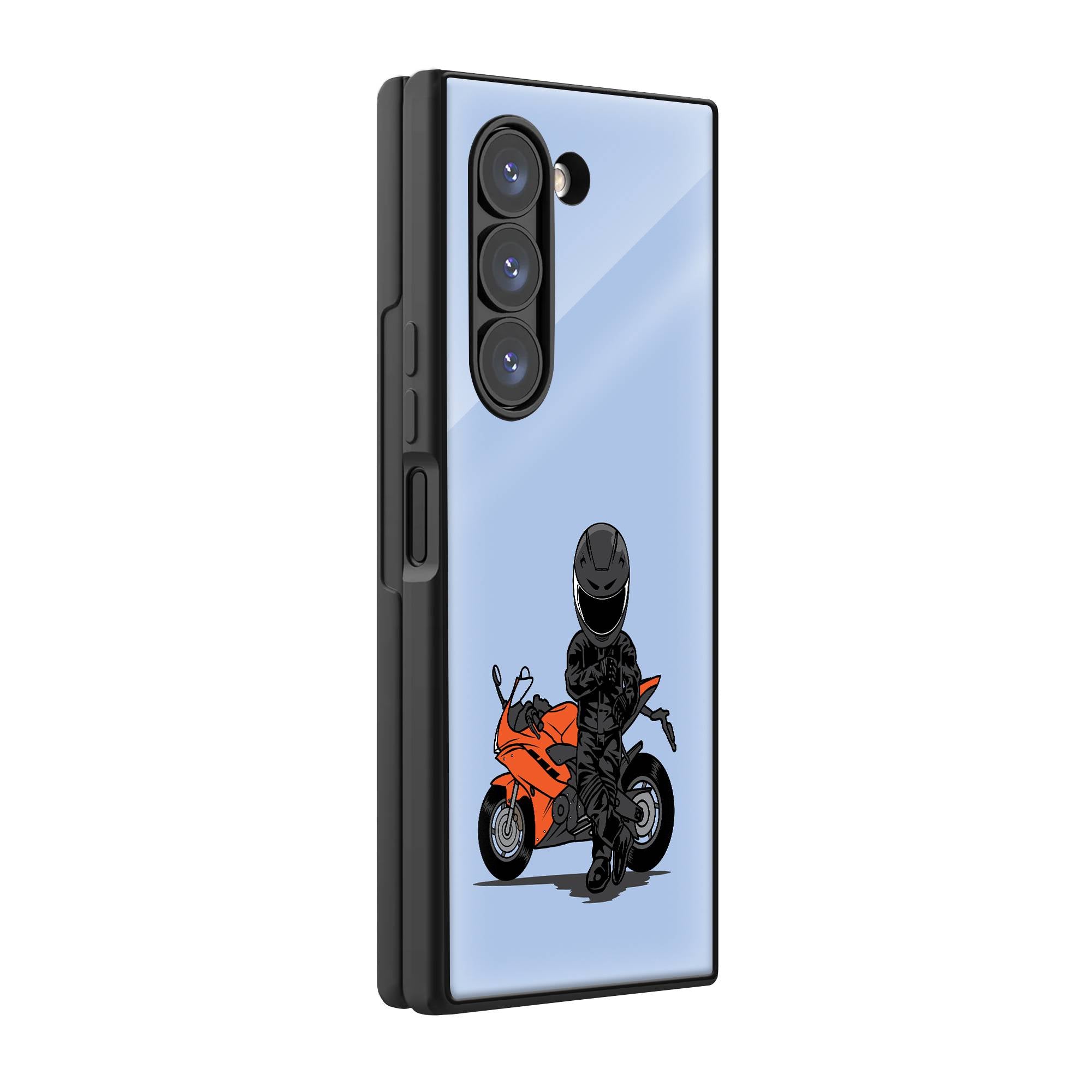 Biker Standing Samsung Z Fold Glass Case image 0