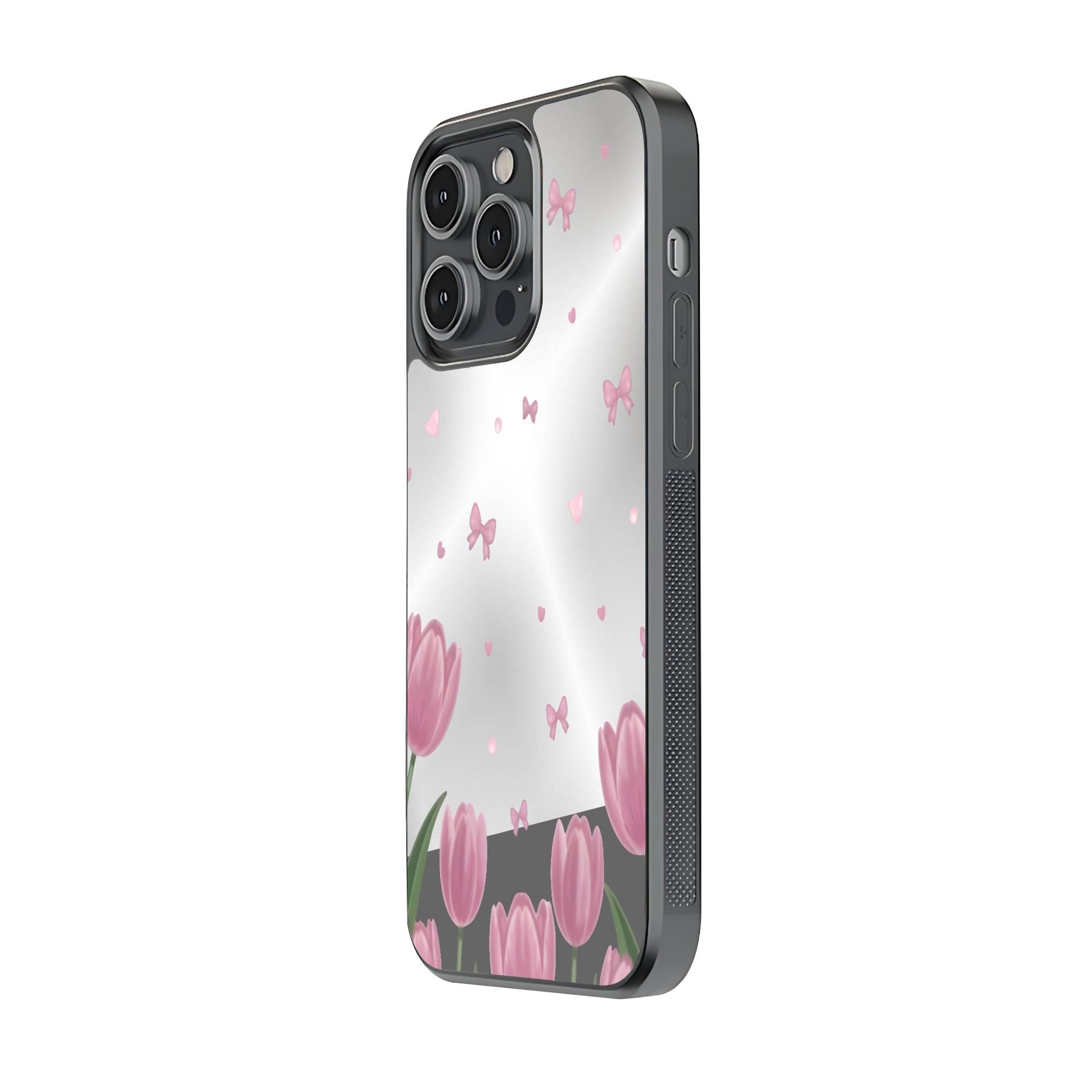 Pink Tulip Mirror Case