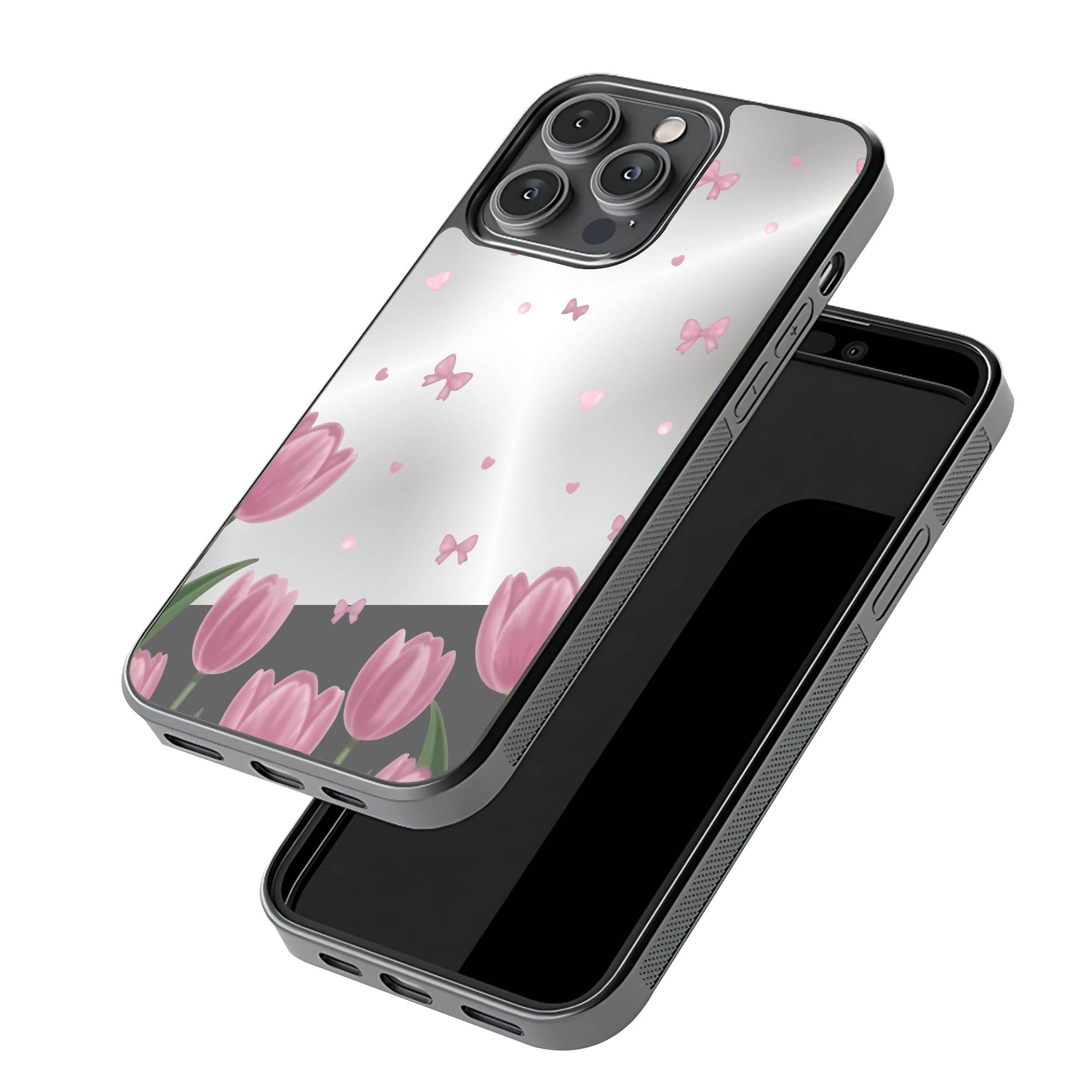 Pink Tulip Mirror Case