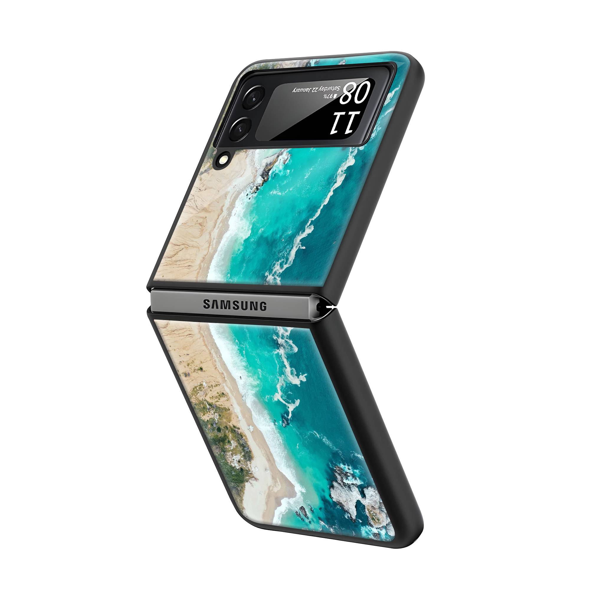 Ocean Waves Samsung Z Flip Glass Case image 1
