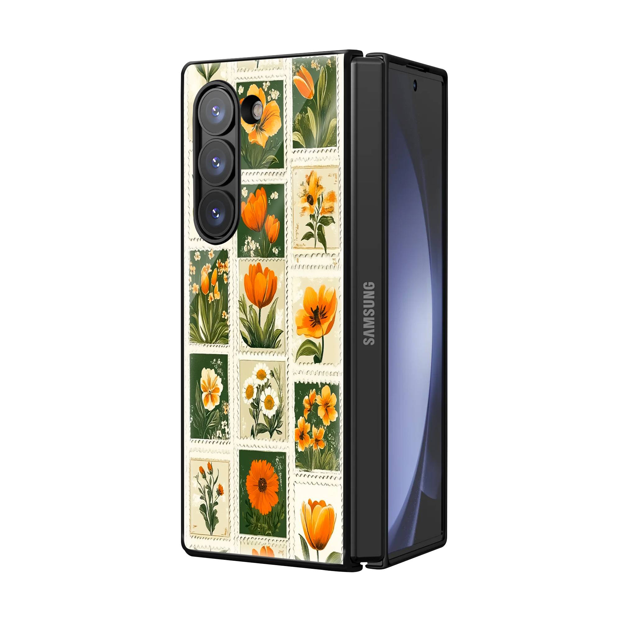 Floral Postage Samsung Z Fold Glass Case image 1