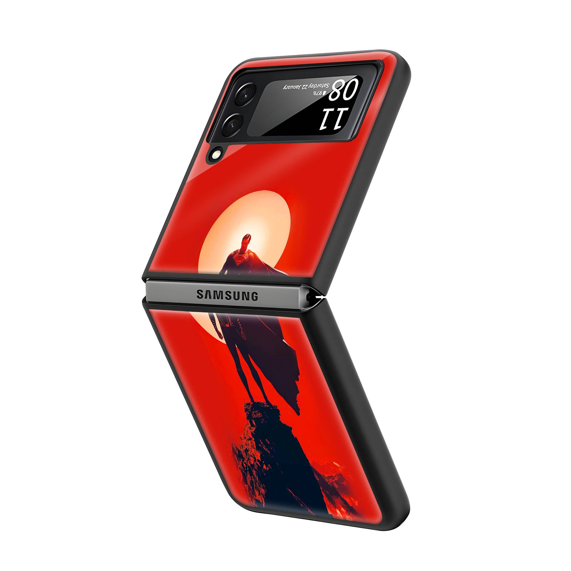 Silhouette Superman Samsung Z Flip Glass Case image 1