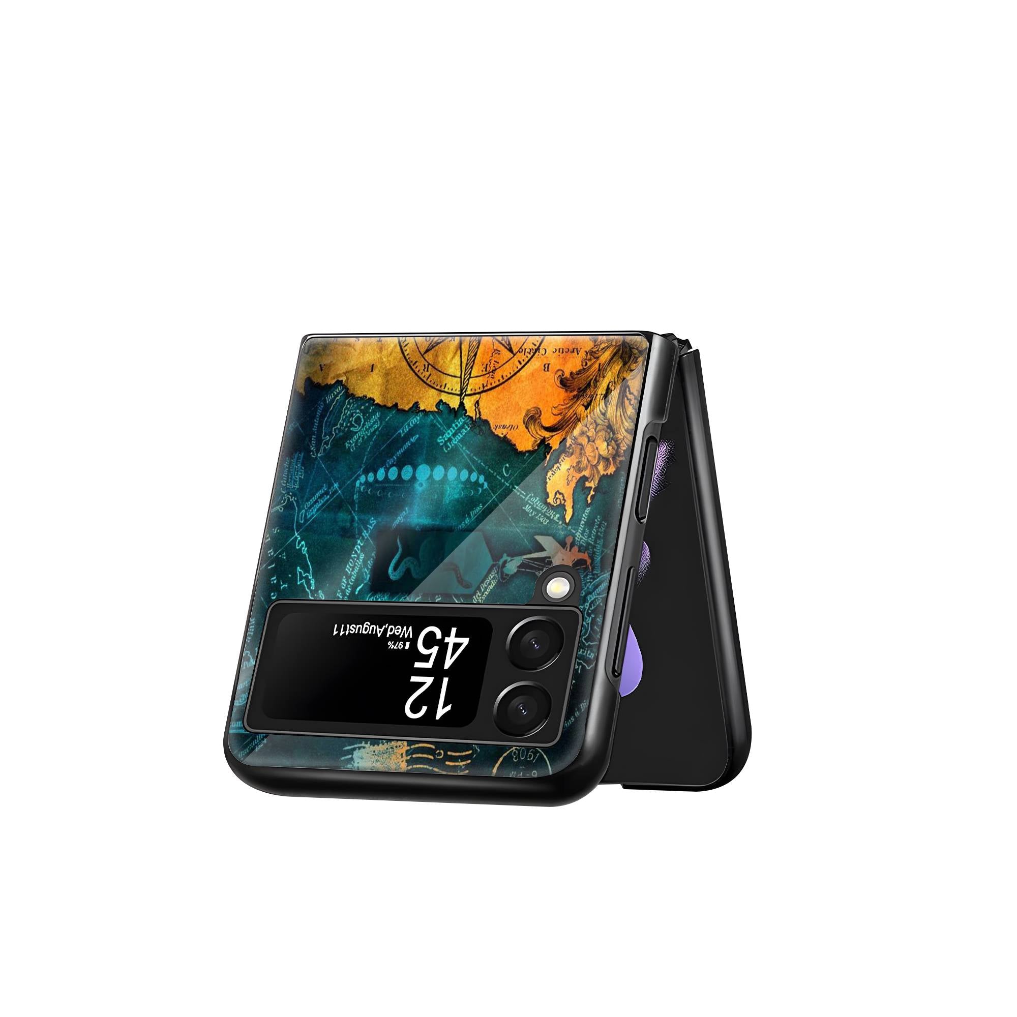 Map With Compass Samsung Z Flip Glass Case image 2