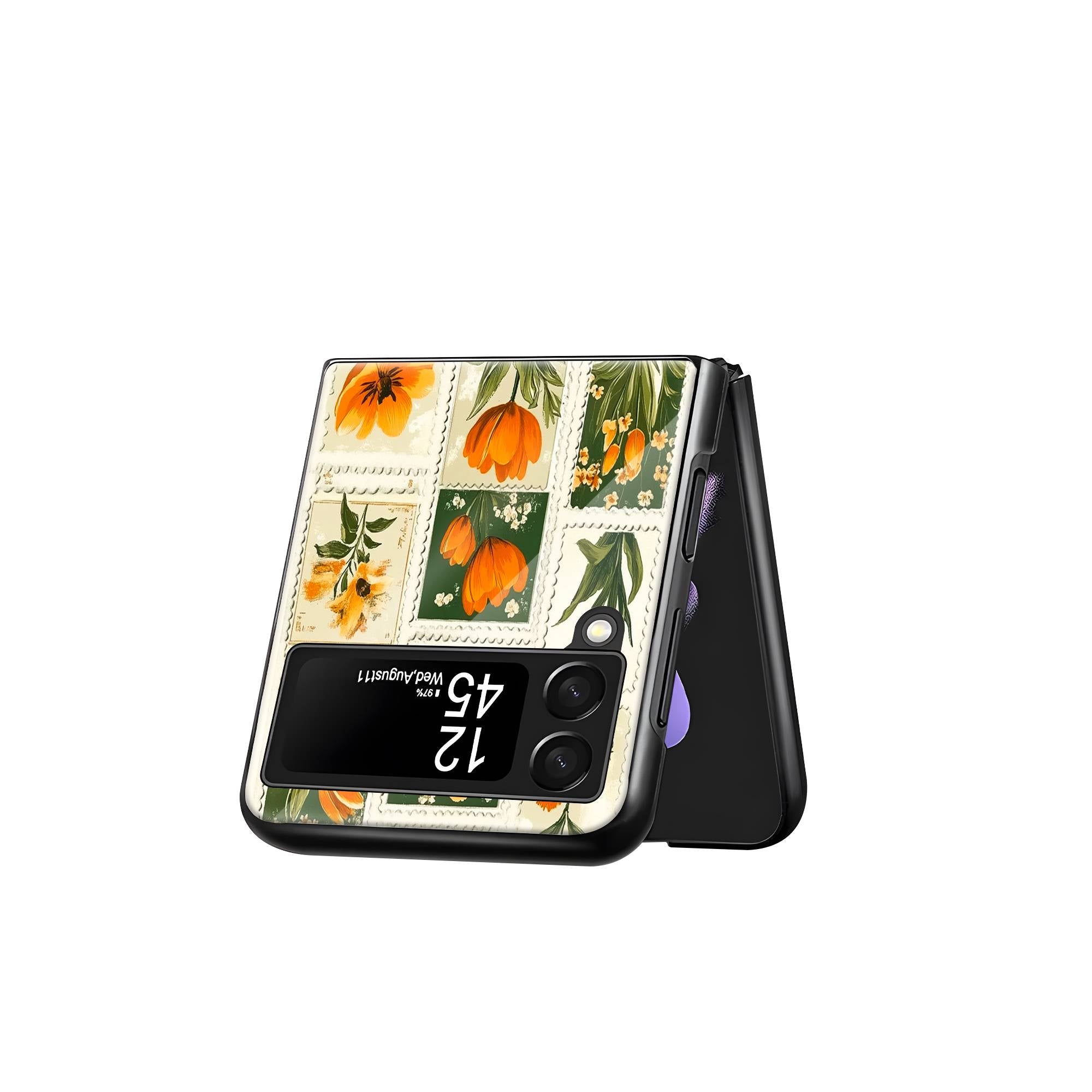 Floral Postage Samsung Z Flip Glass Case image 2