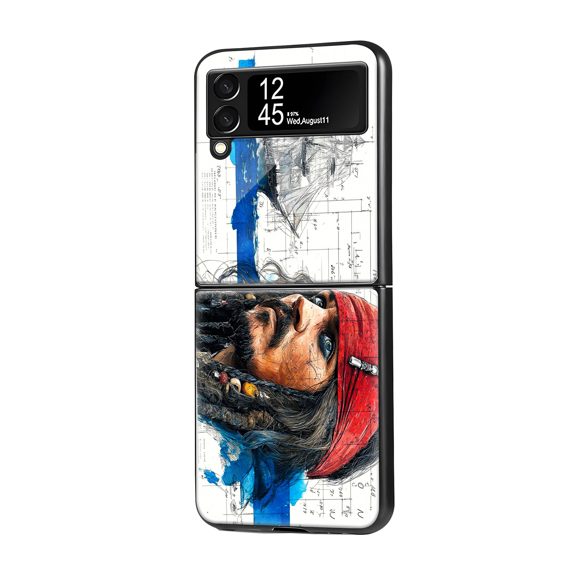 Captain's Sketch Samsung Z Flip Glass Case image 0