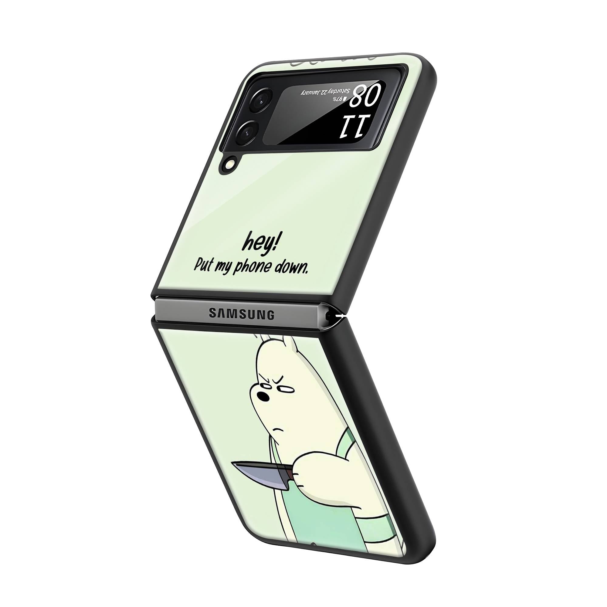 Hey Bear Samsung Z Flip Glass Case image 1
