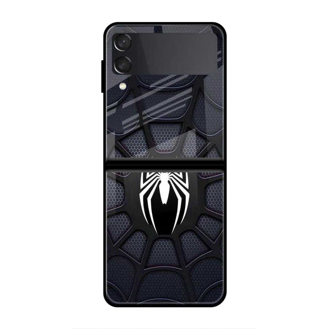 Black Spider-Man Samsung Z Flip 3 Glass Case image 0