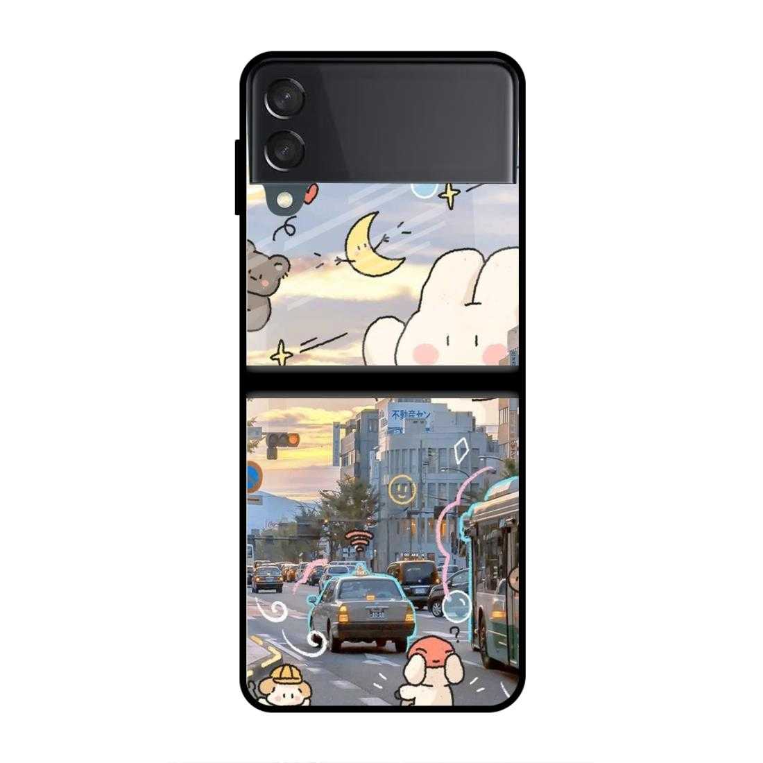 Kawaii City Samsung Z Flip 4 Glass Case image 0
