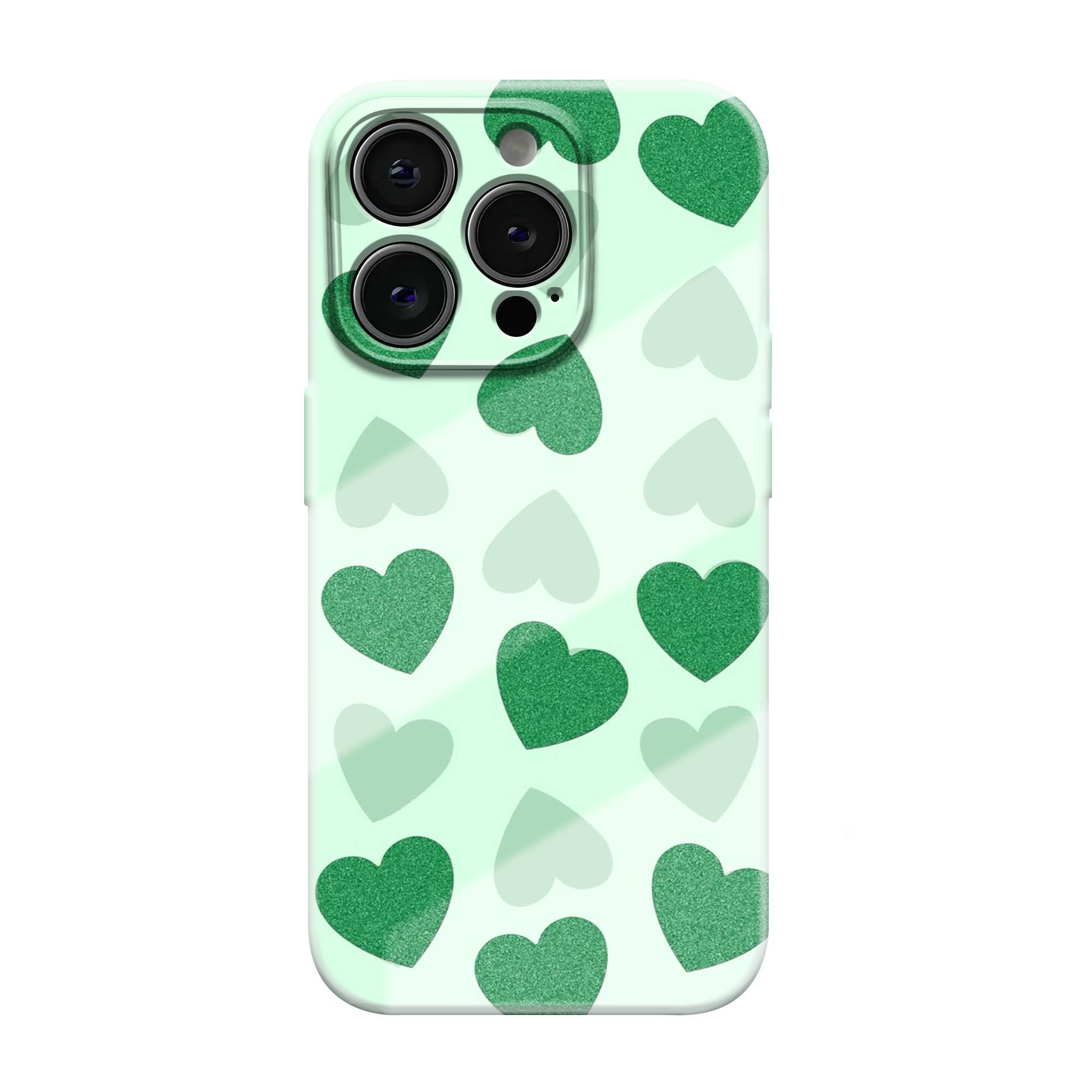Green Heart Pop Glossy Hard Case