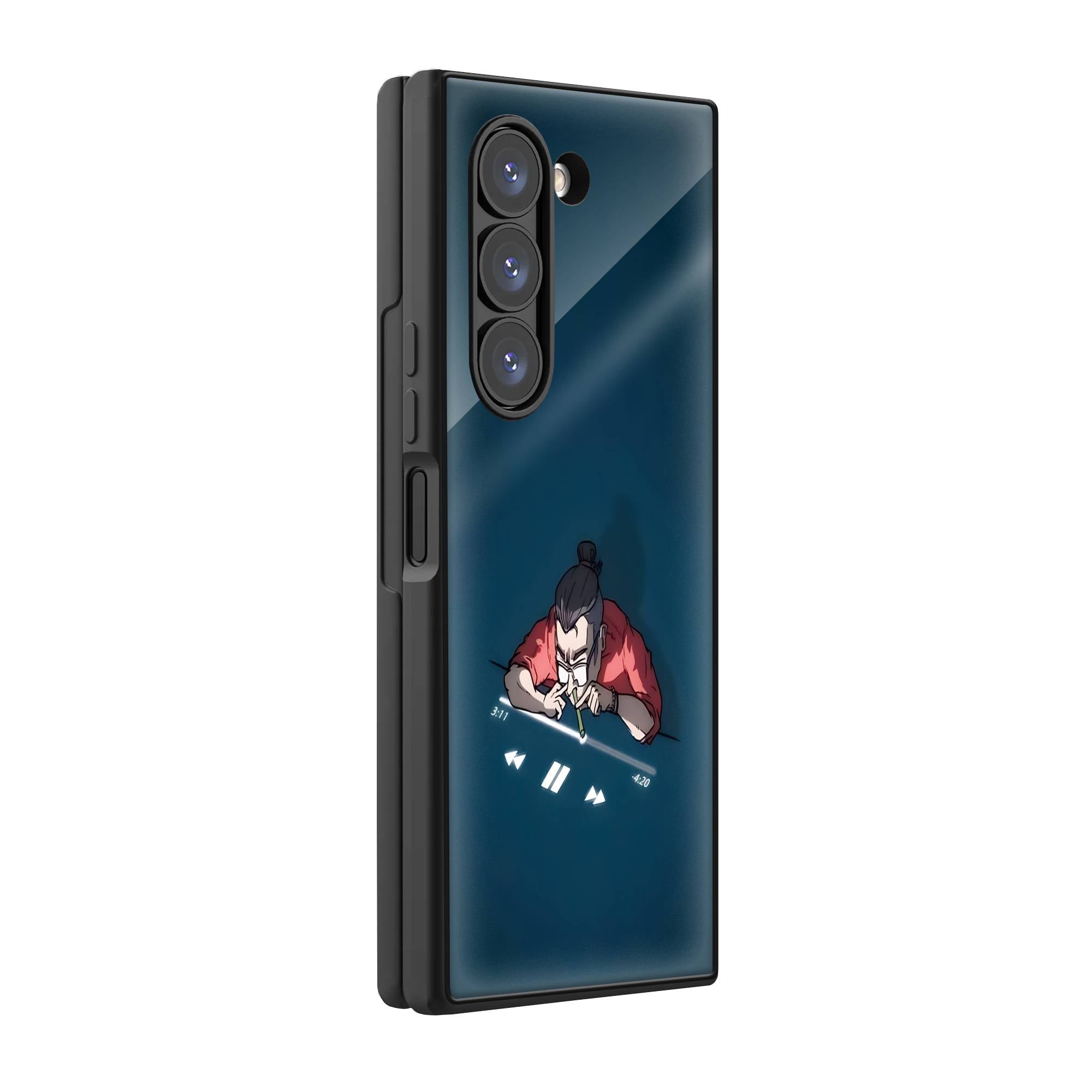 Play Pause Samsung Z Fold Glass Case image 0