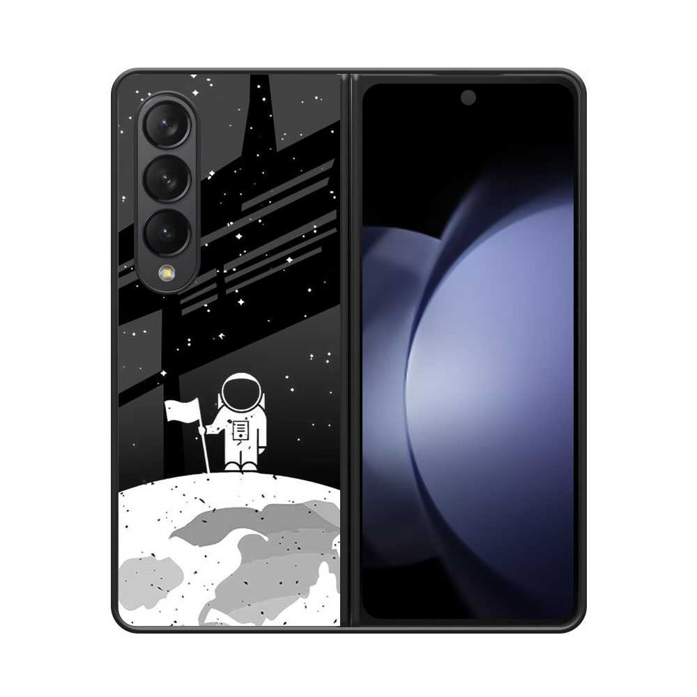 Astronaut On Moon Samsung Z Fold 4 Glass Case image 0