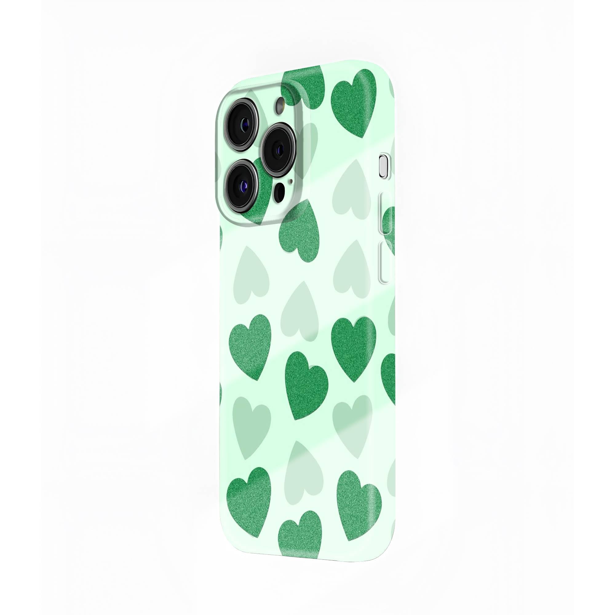 Green Heart Pop Glossy Hard Case