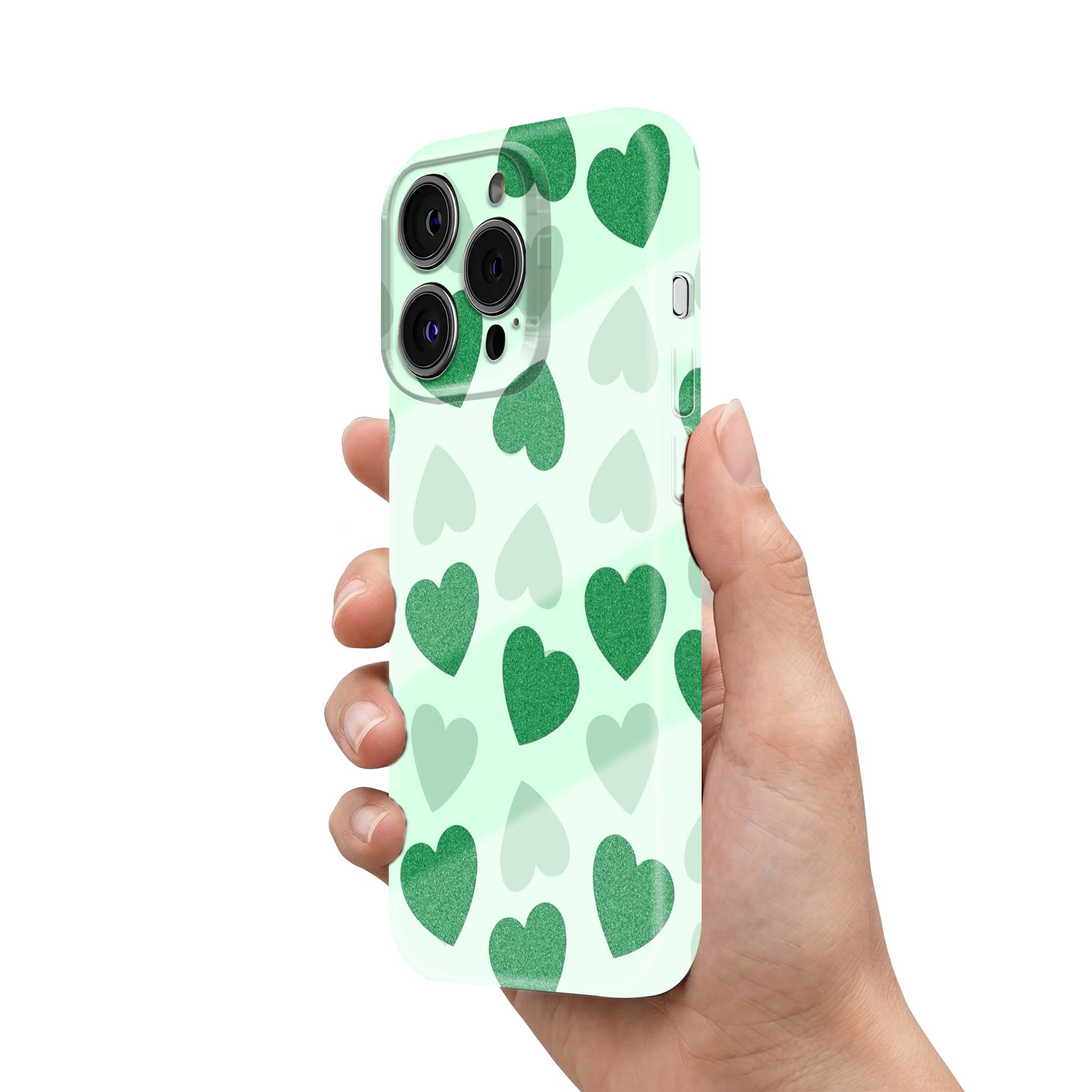 Green Heart Pop Glossy Hard Case