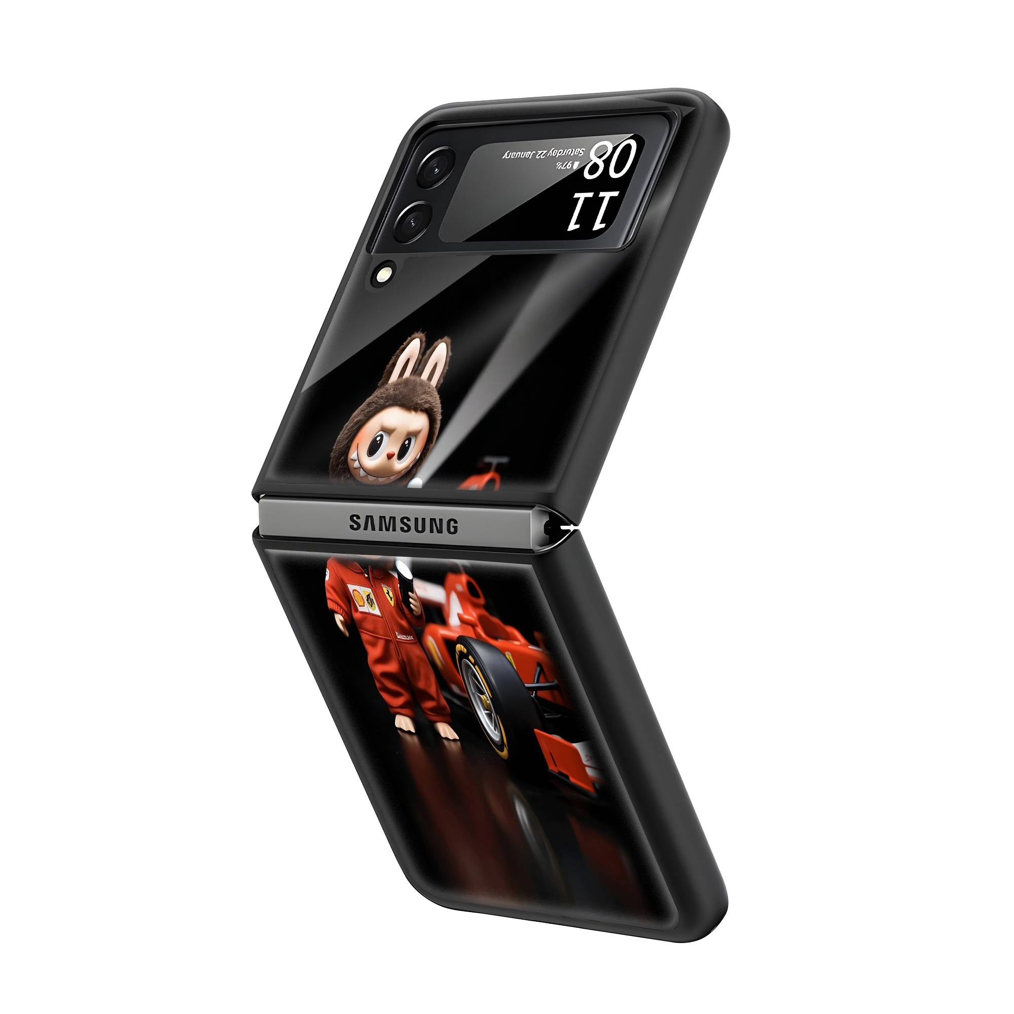 Bunny Racer Samsung Z Flip Glass Case image 1