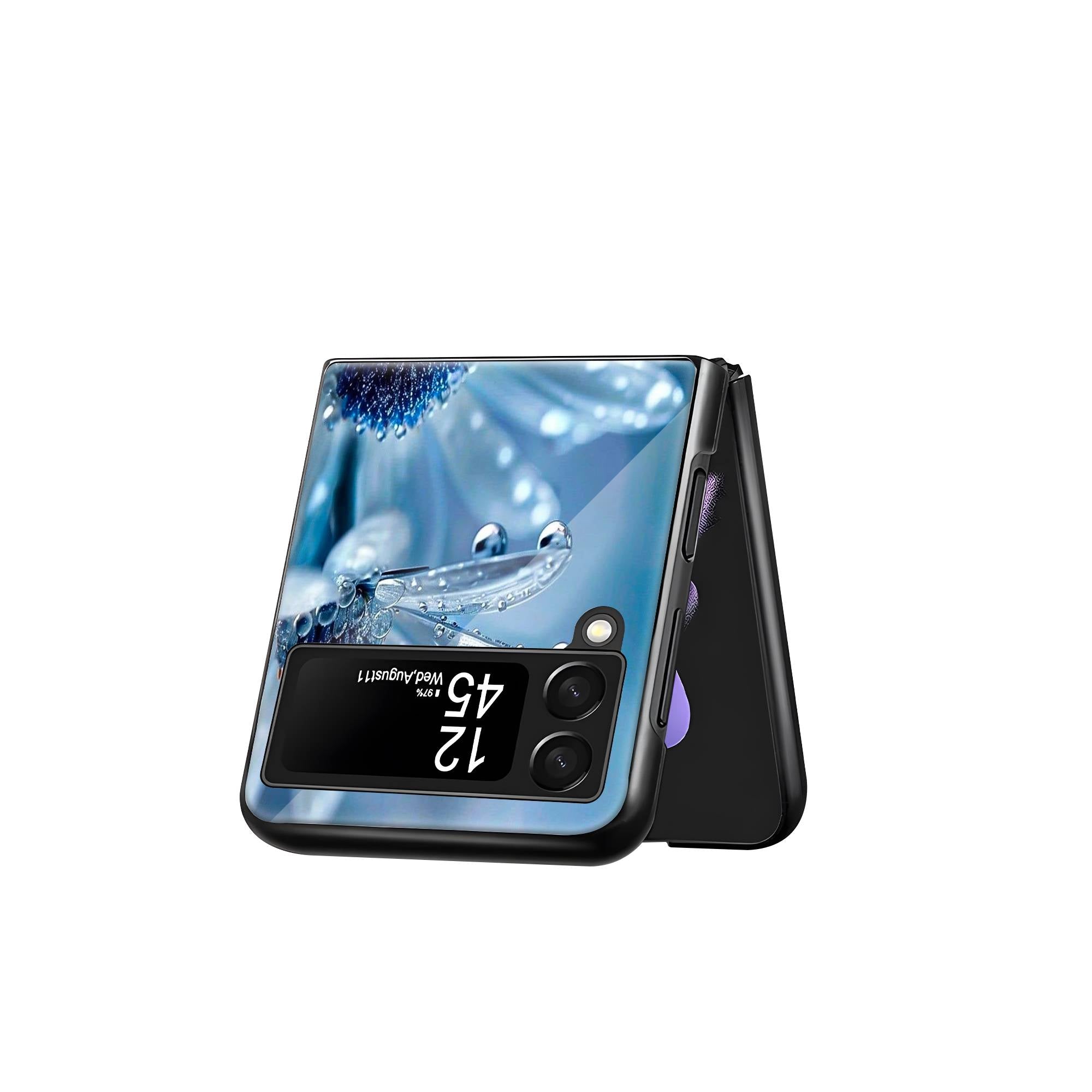 Blue Flowers Samsung Z Flip Glass Case image 2