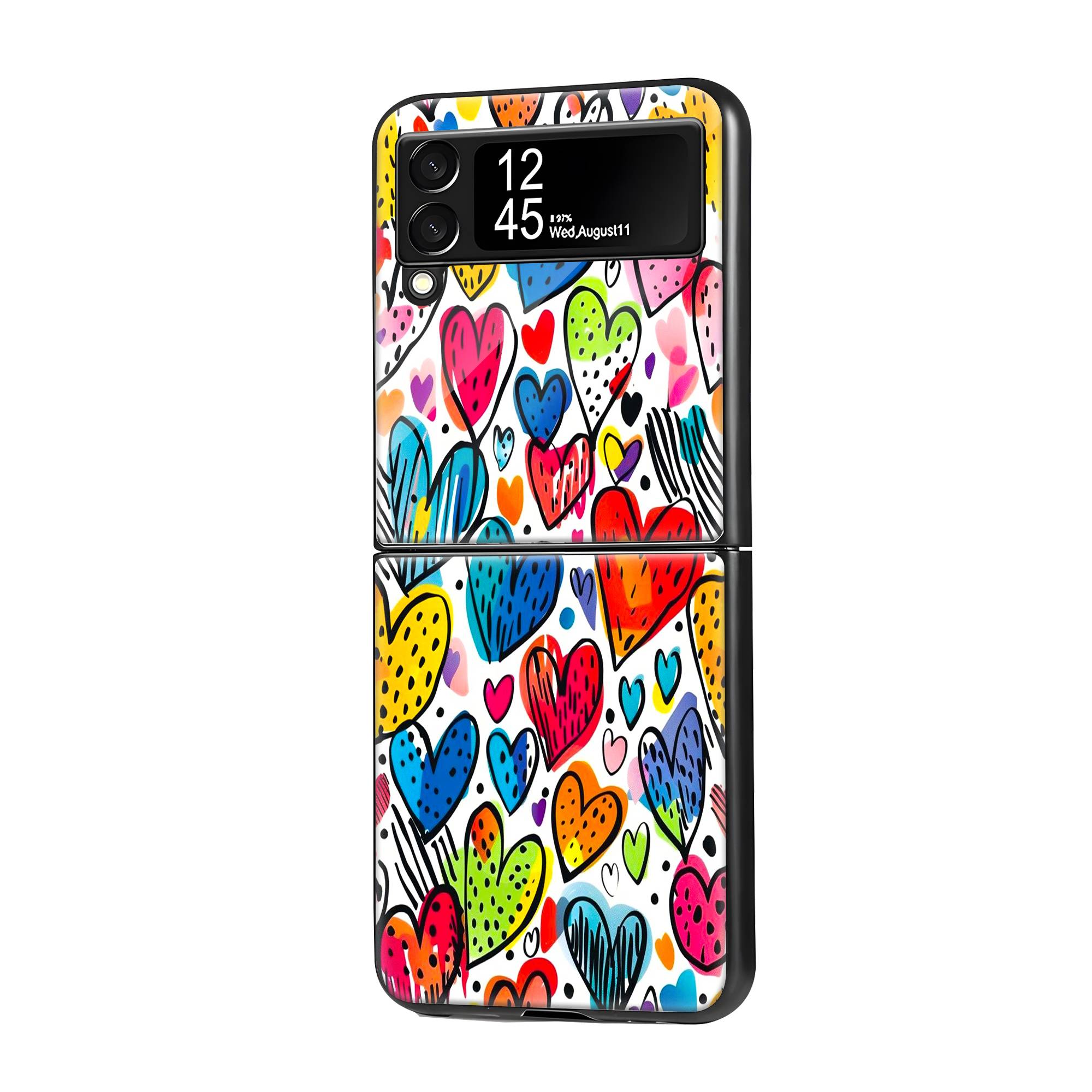 Heart Doodles Samsung Z Flip Glass Case image 0