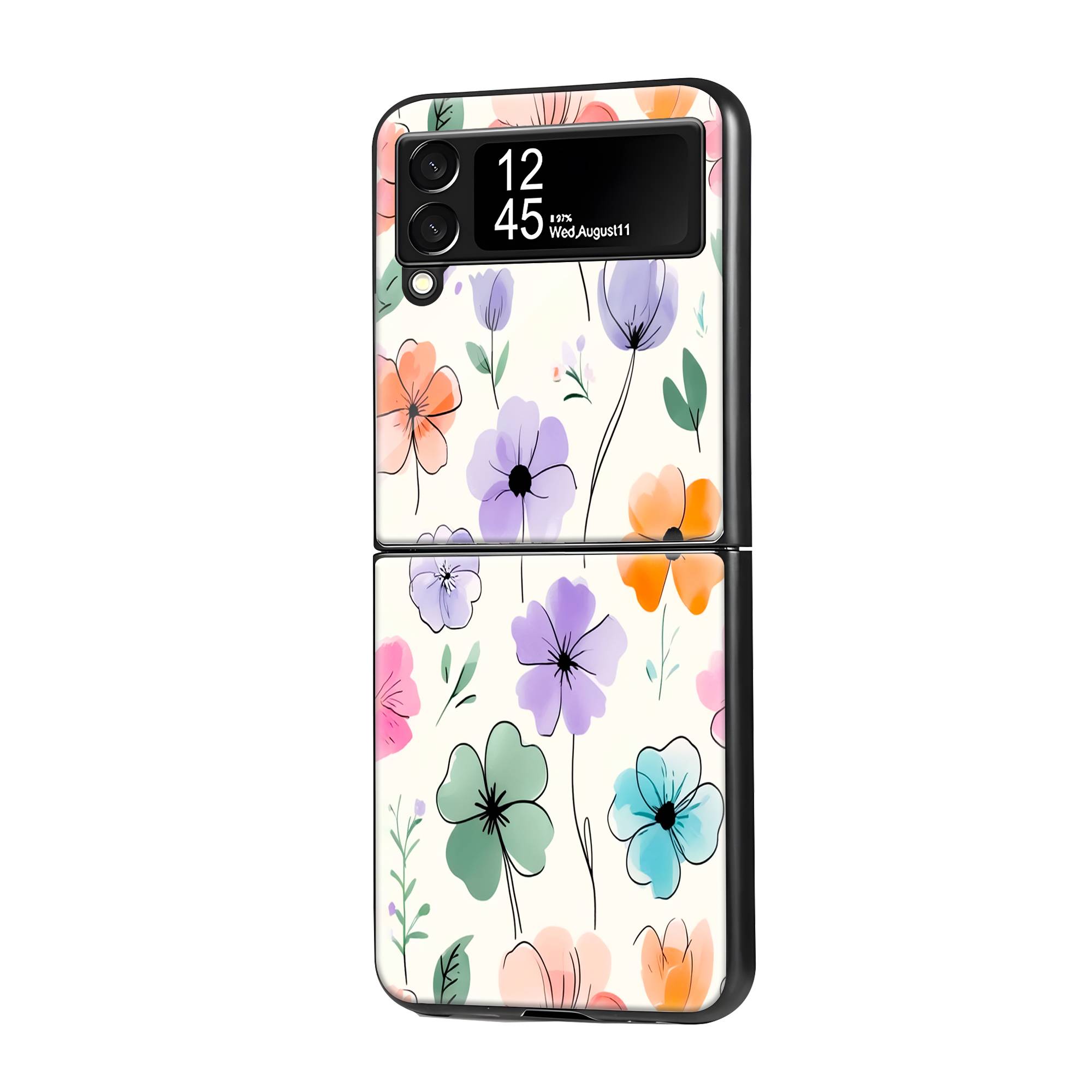 Watercolor Florals Samsung Z Flip Glass Case image 0