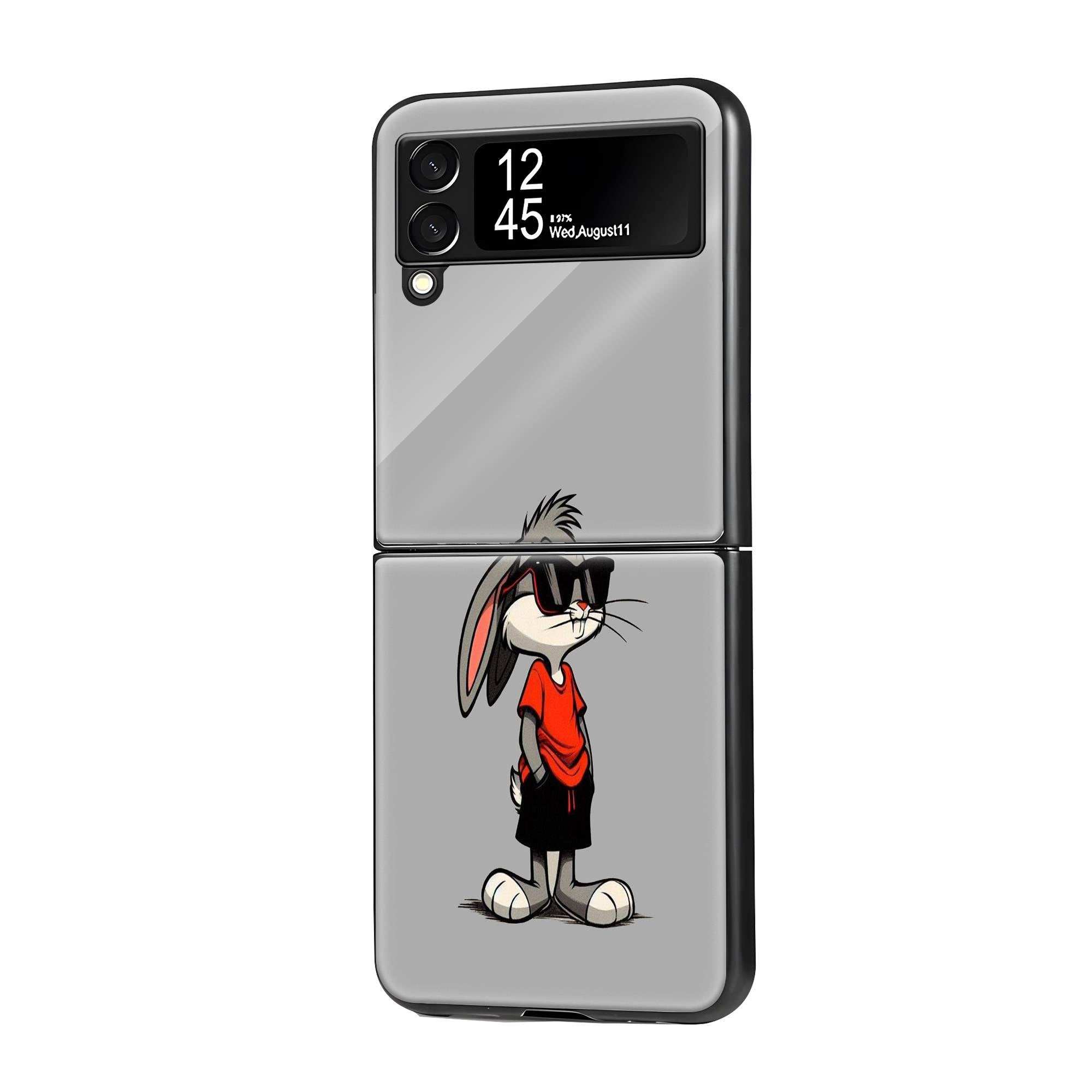 Cool Bunny Samsung Z Flip Glass Case image 0