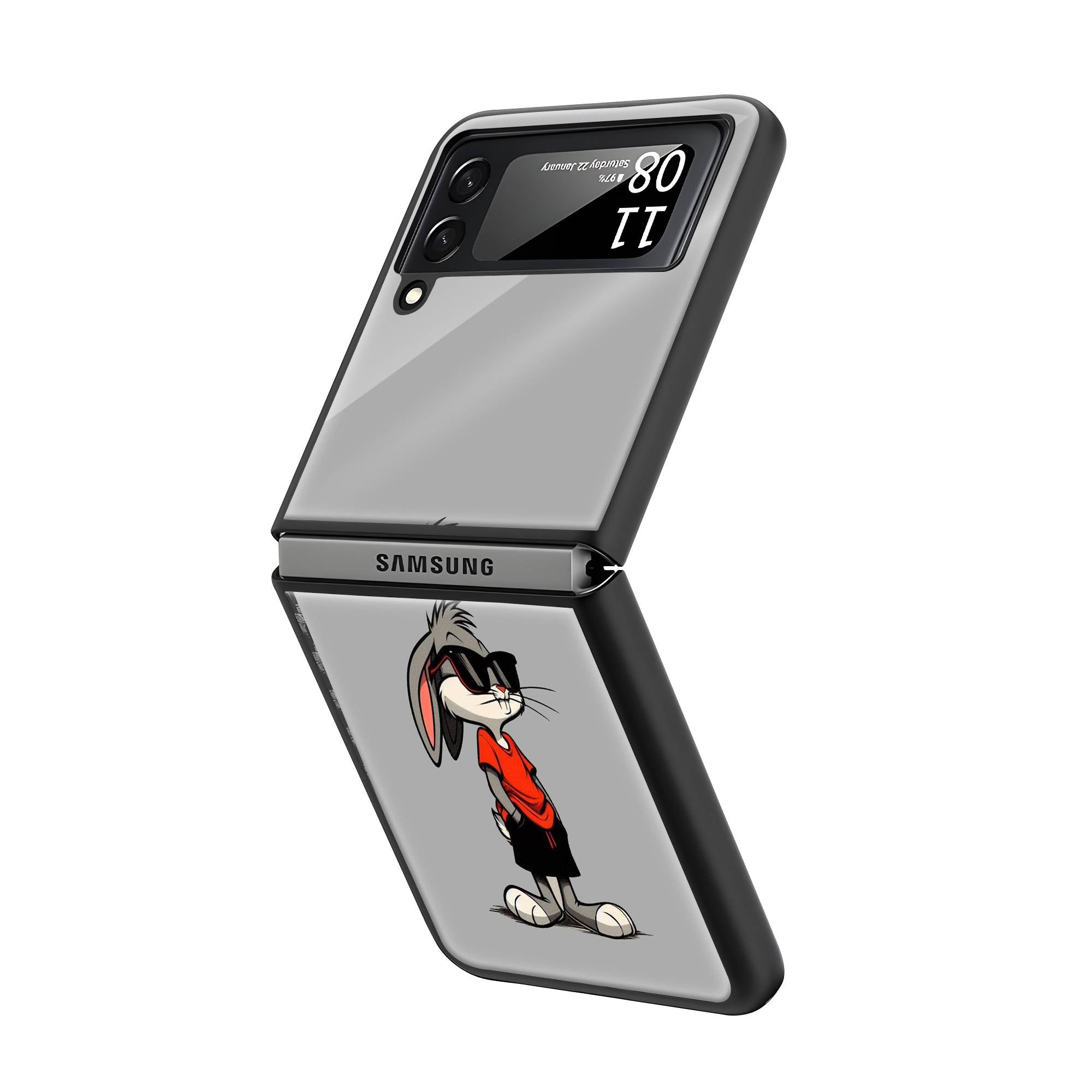 Cool Bunny Samsung Z Flip Glass Case image 1