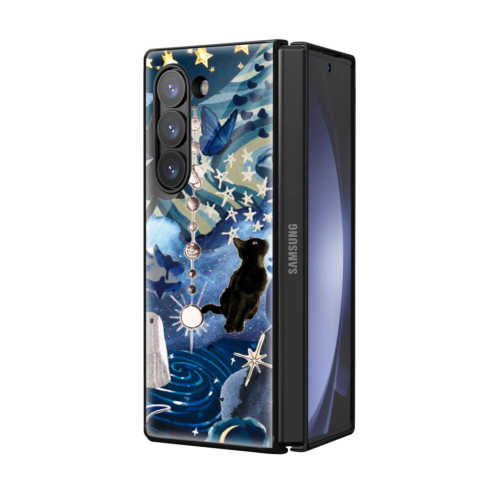 Blue Galaxy Samsung Z Fold Glass Case image 1