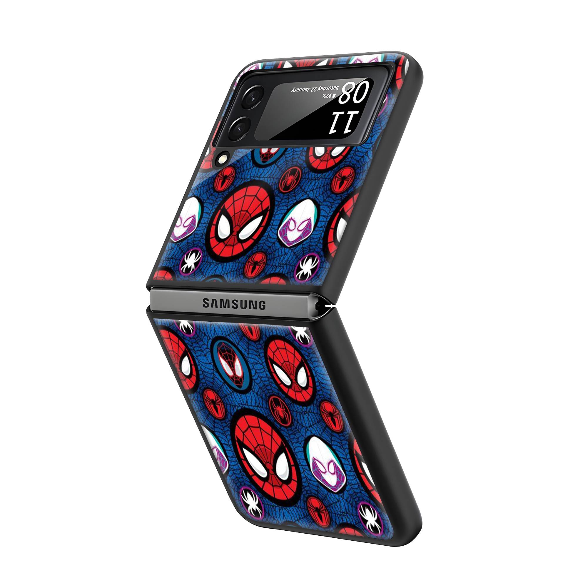 Spiderman Pattern Samsung Z Flip Glass Case image 1