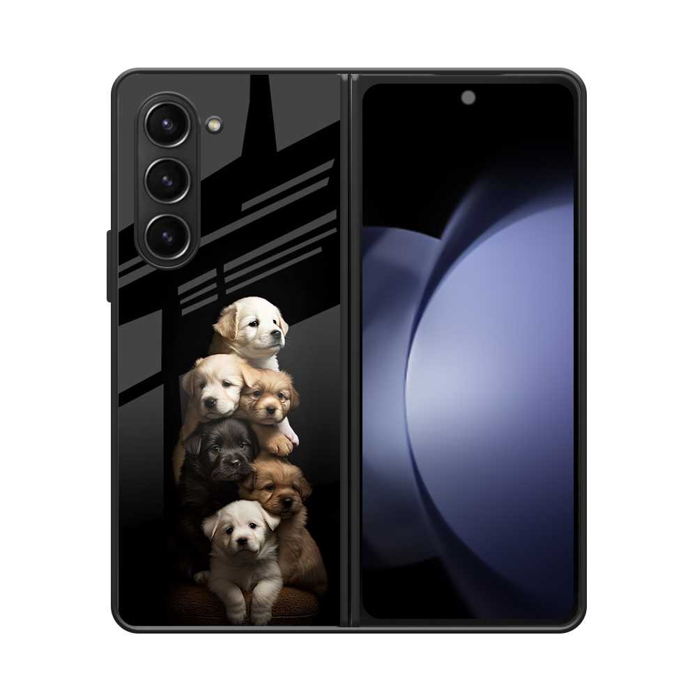 Cute Puppies Samsung Z Fold 5 Glass Case image 0