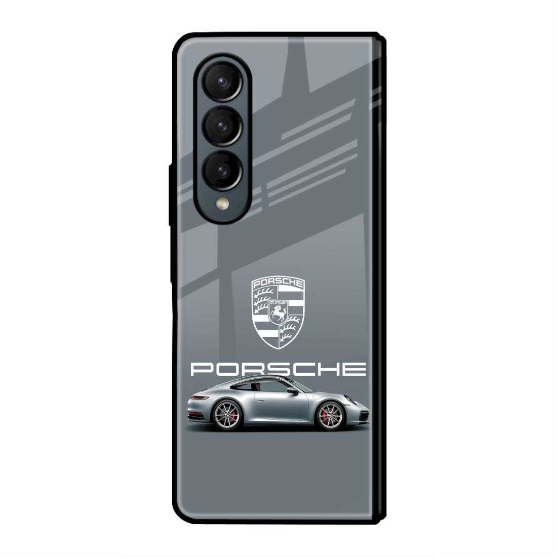 Silver Porsche Samsung Z Fold 3 Glass Case image 0