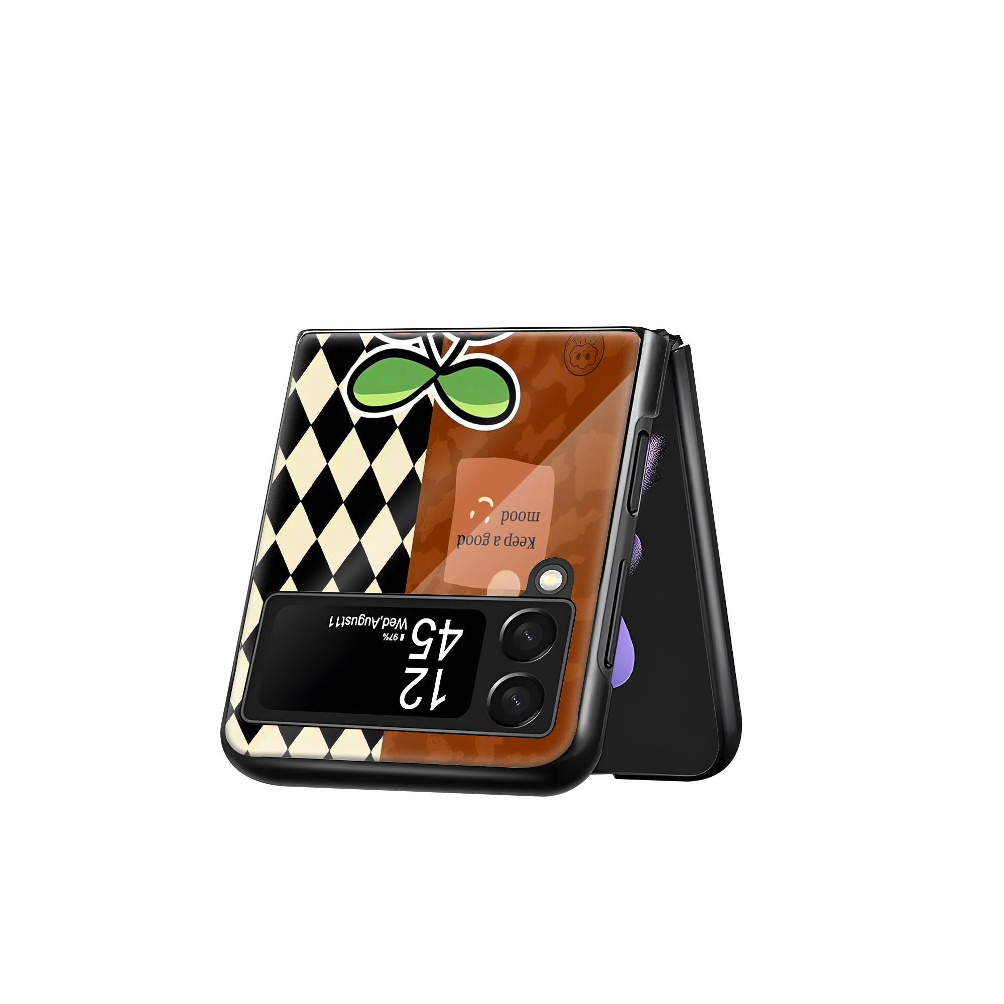 Cherry Checkers Samsung Z Flip Glass Case image 2