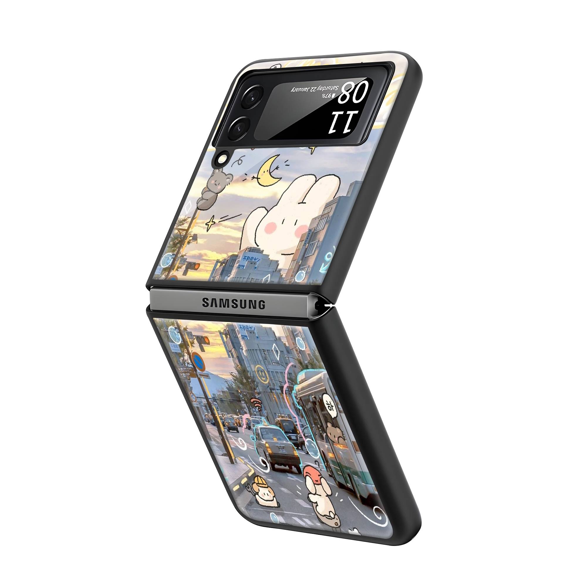 Kawaii City Samsung Z Flip Glass Case image 1