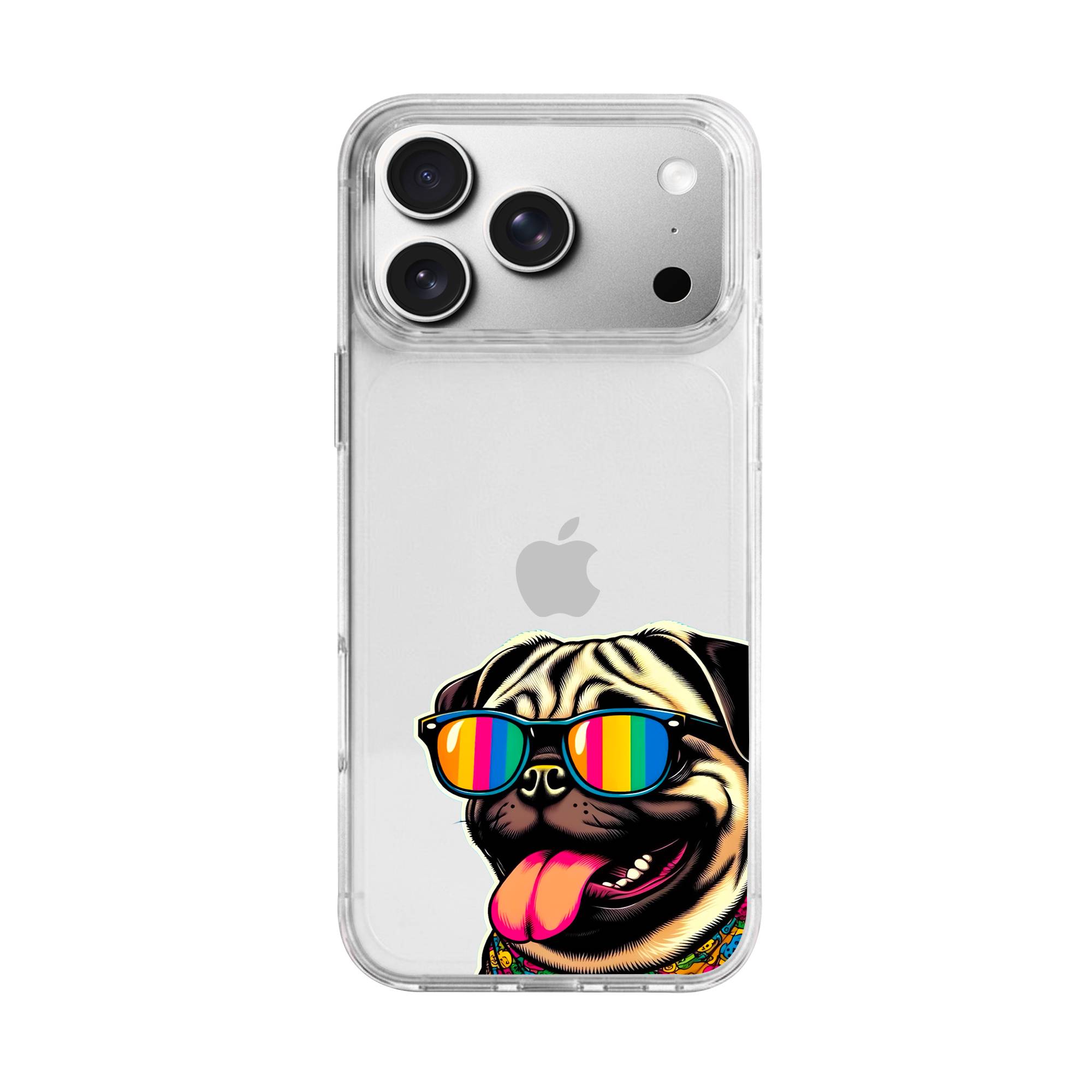 Rainbow Shades Pug Premium Clear Case