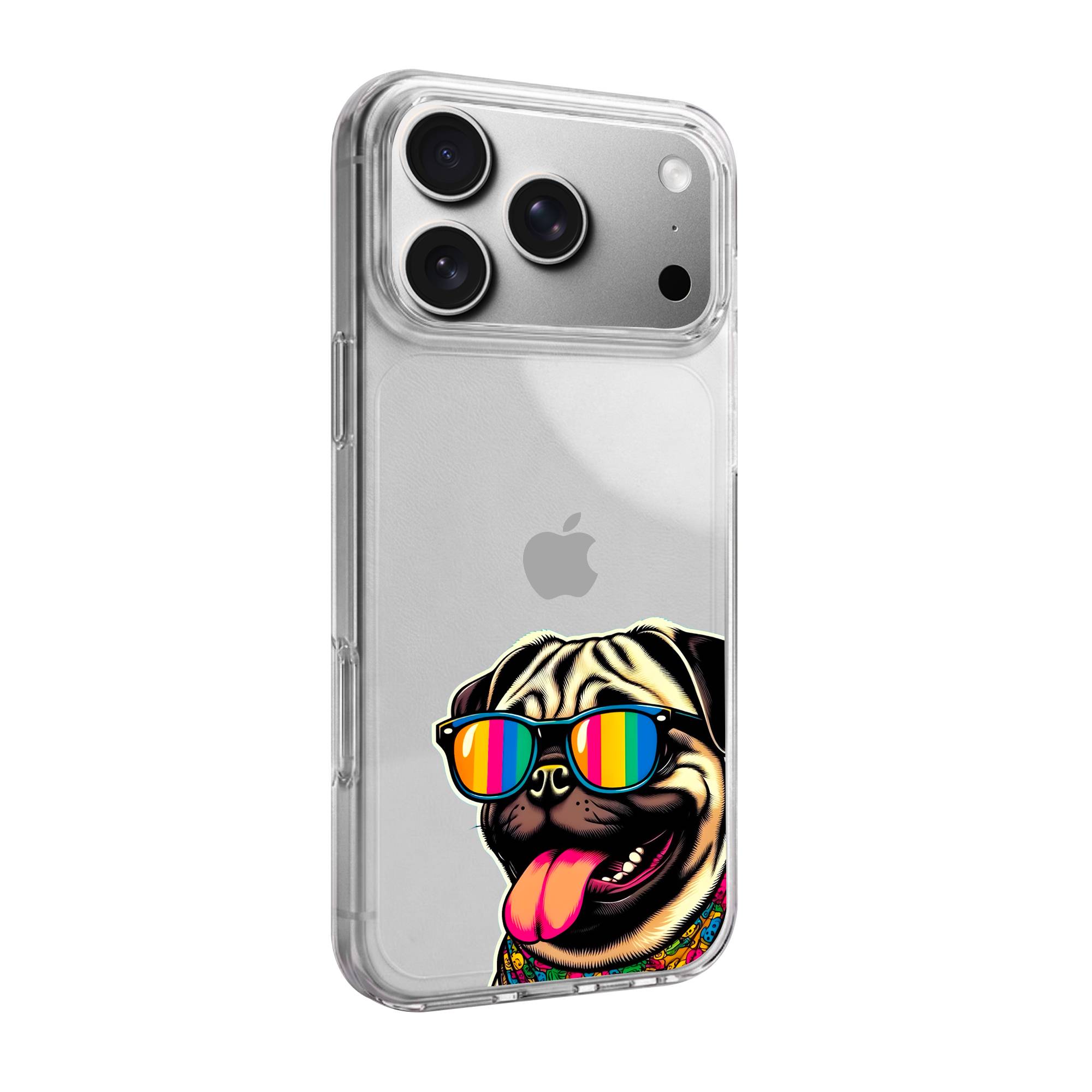 Rainbow Shades Pug Premium Clear Case