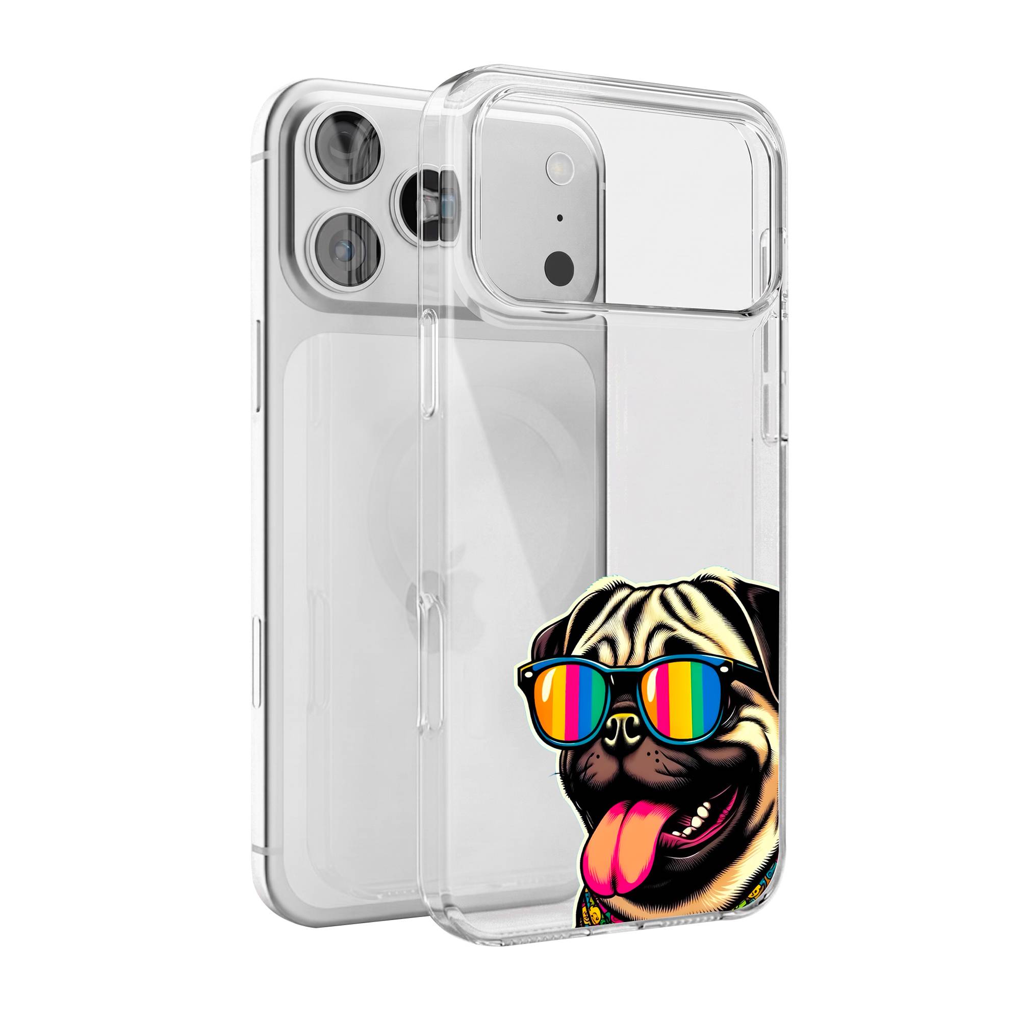 Rainbow Shades Pug Premium Clear Case