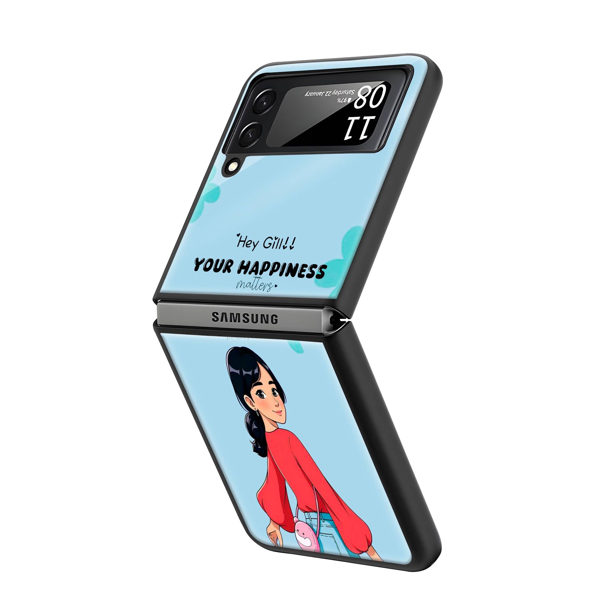 Your Happiness Samsung Z Flip Glass Case image 1