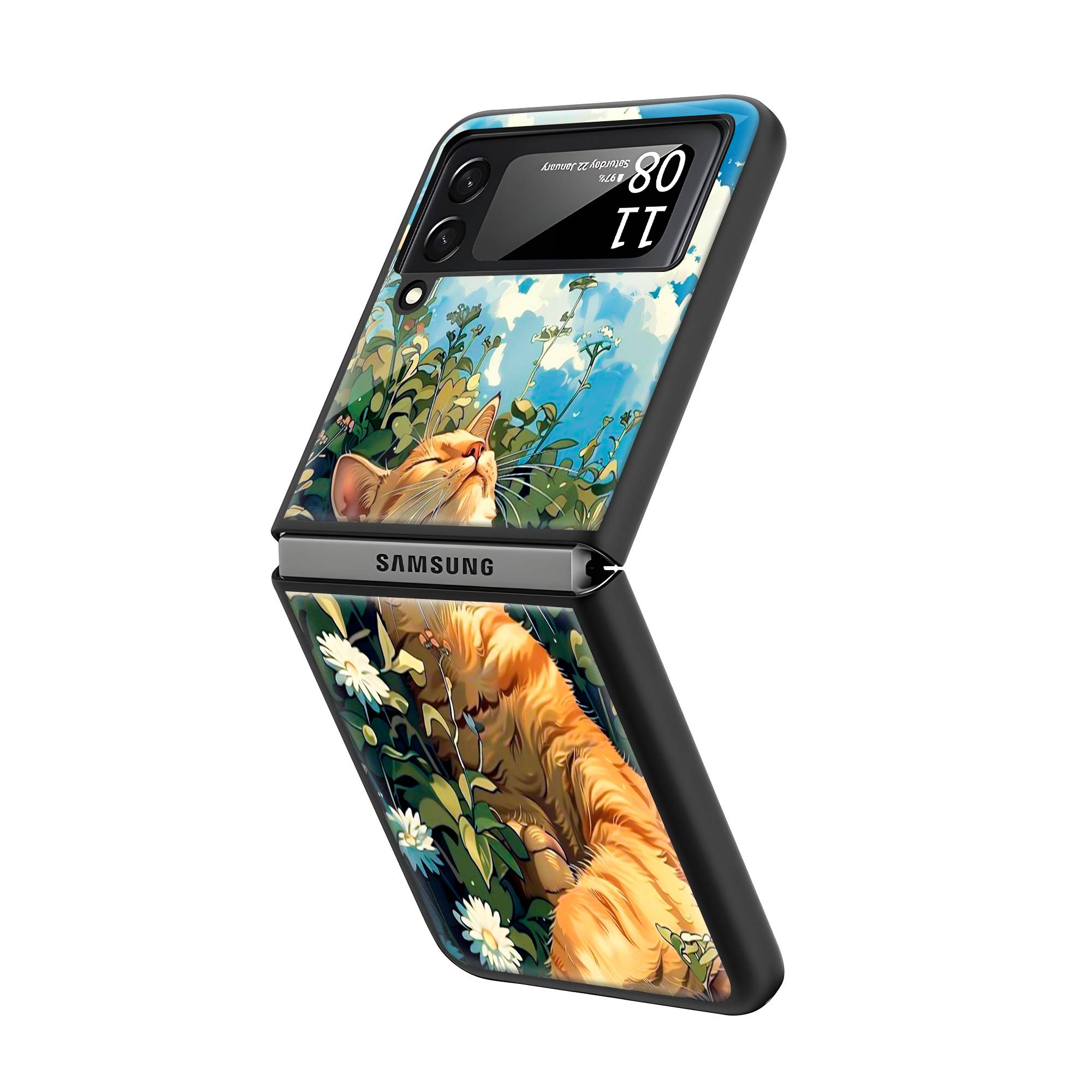 Garfield Sleeping Samsung Z Flip Glass Case image 1