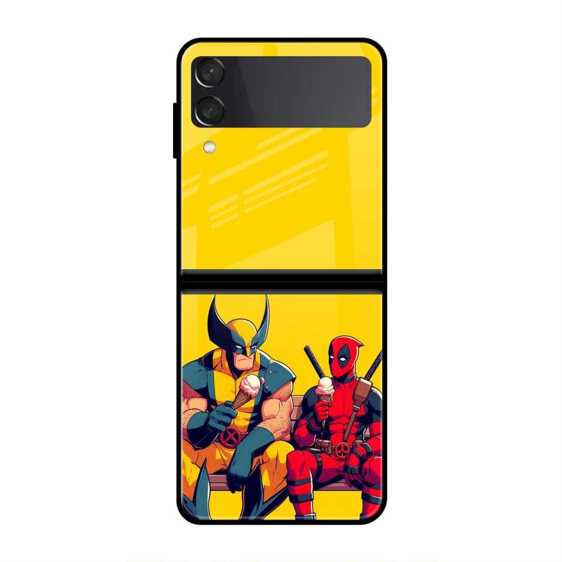 Deadpool Cartoon Samsung Z Flip 3 Glass Case image 0