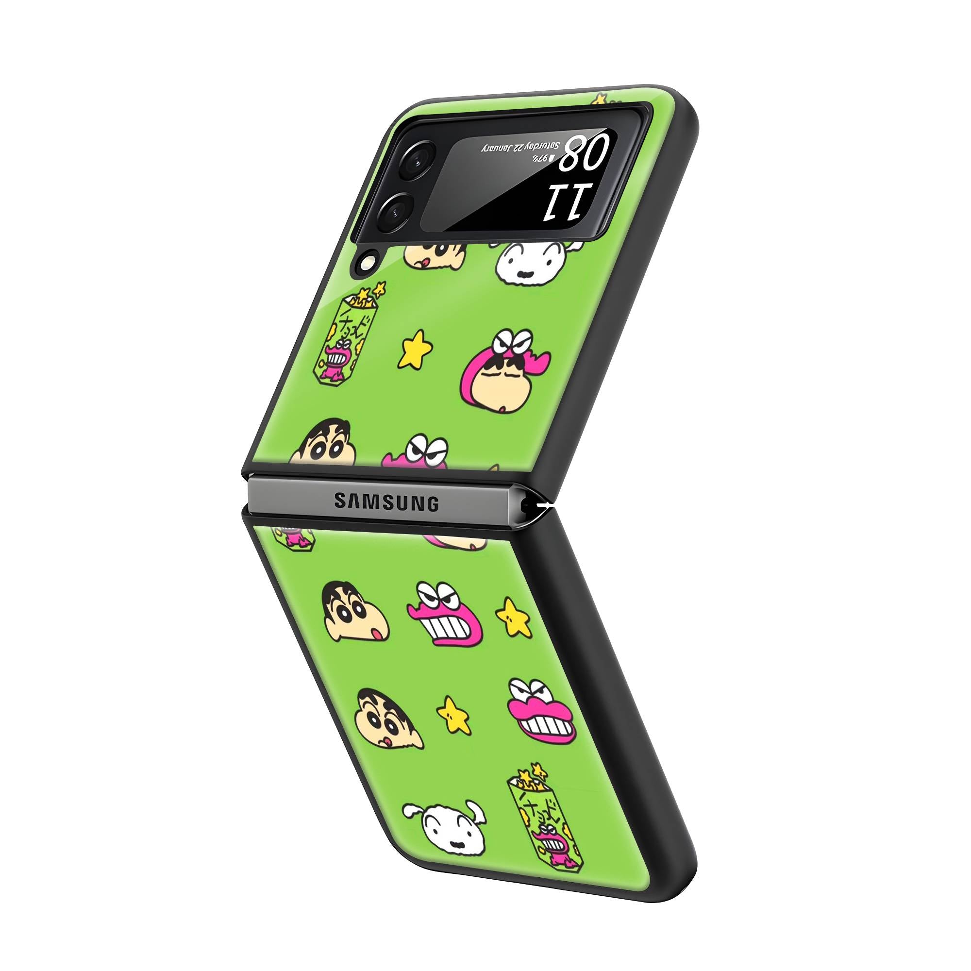 Playful Shin-chan Samsung Z Flip Glass Case image 1