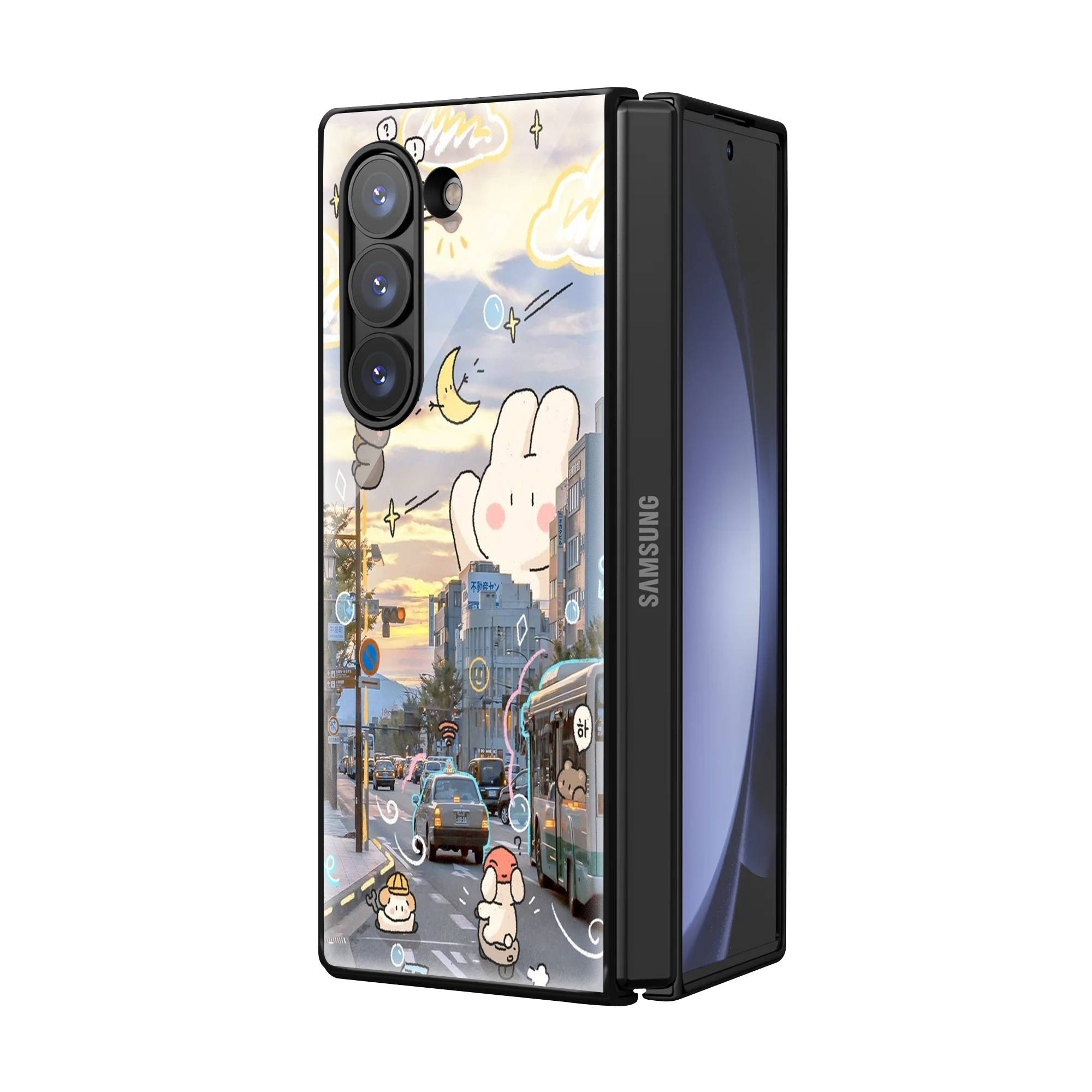 Kawaii City Samsung Z Fold Glass Case image 1