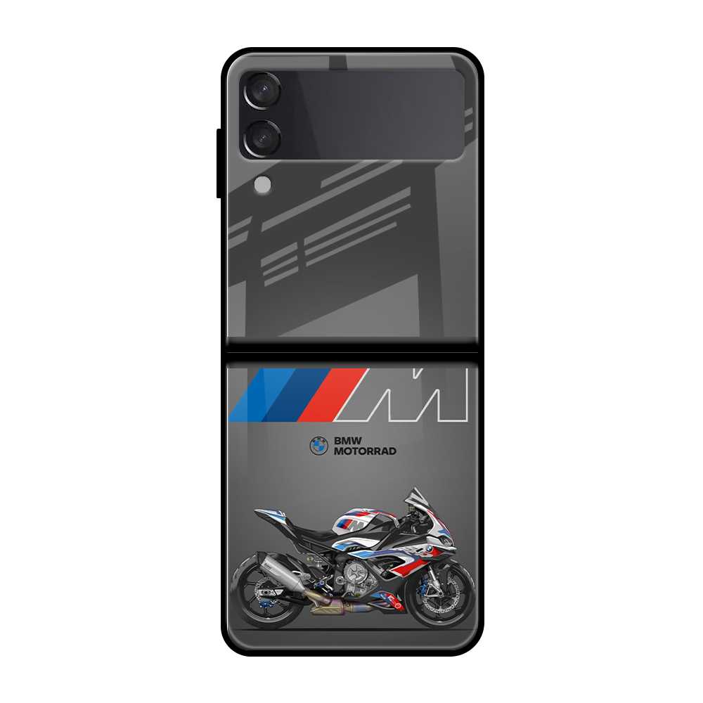 BMW Bike Samsung Z Flip 4 Glass Case image 0