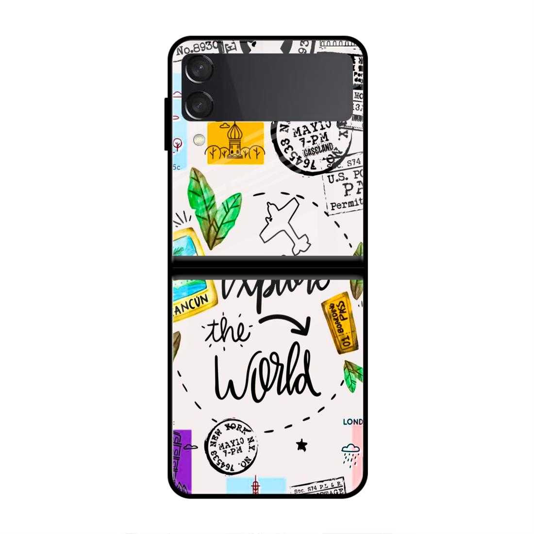 Explore The World Samsung Z Flip 3 Glass Case image 0