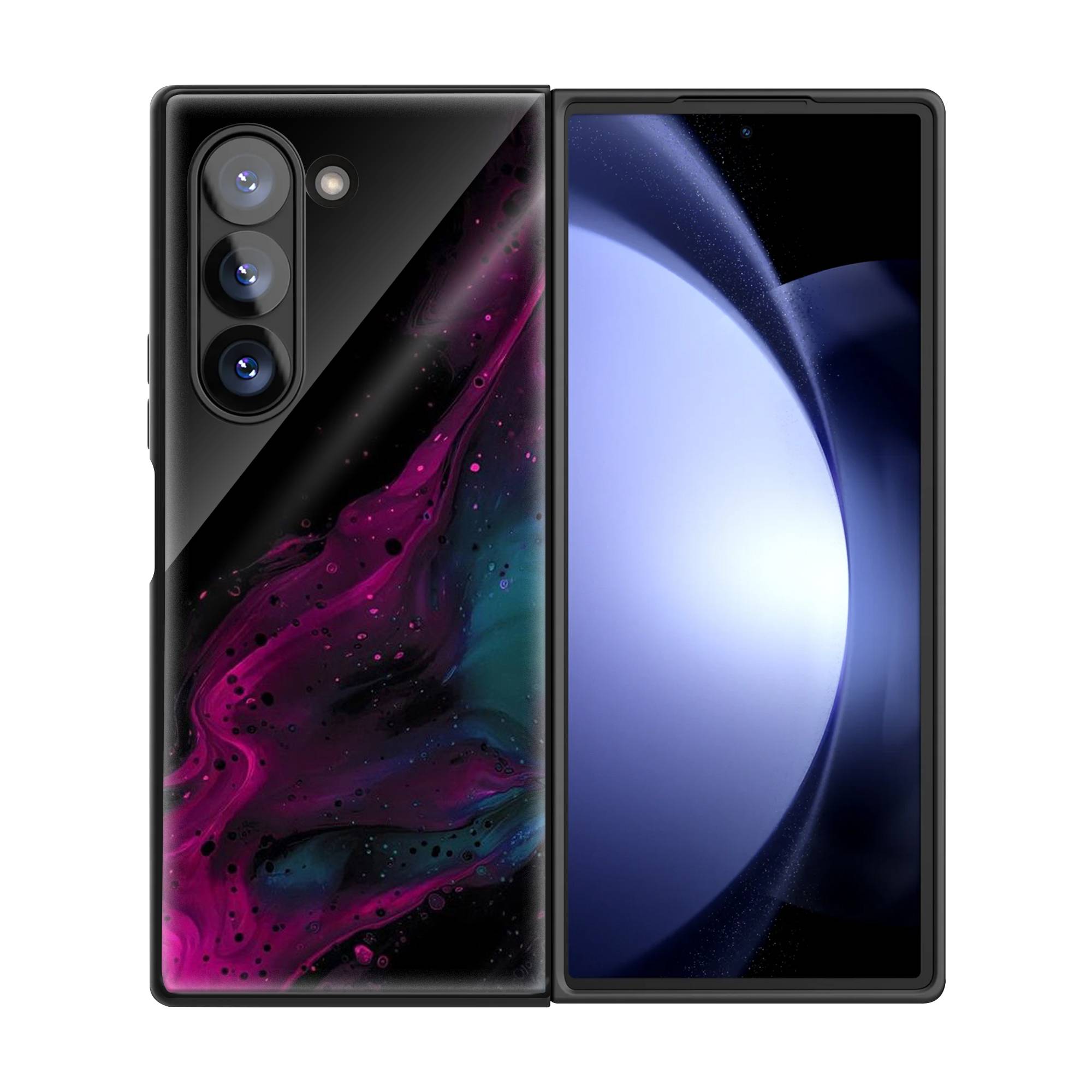 Purple wave art Samsung Z Fold Glass Case image 2